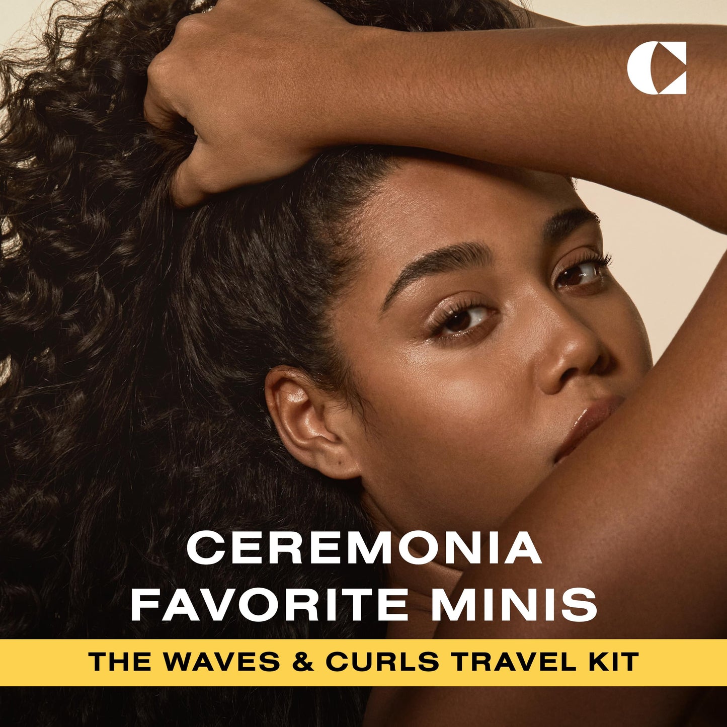 Ceremonia The Waves & Curls Travel Set | 4 Piece Mini Hair Care Set for Curly, Textured Hair | Includes Scalp Oil, Shampoo, Conditioner, Hair Serum