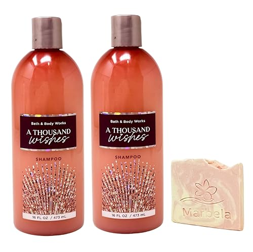 Bath & Body Works A Thousand Wishes 2 Pack Moisturizing Shampoo Bundle with a Himalayan Salts Springs Sample Soap