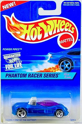 Mattel Hot Wheels 1997 Power Pipes Diecast Vehicle Collector #531 Phantom Racer Series 3 of 4 | Clear Blue Body Purple Tinted Windows Chrome Metal…