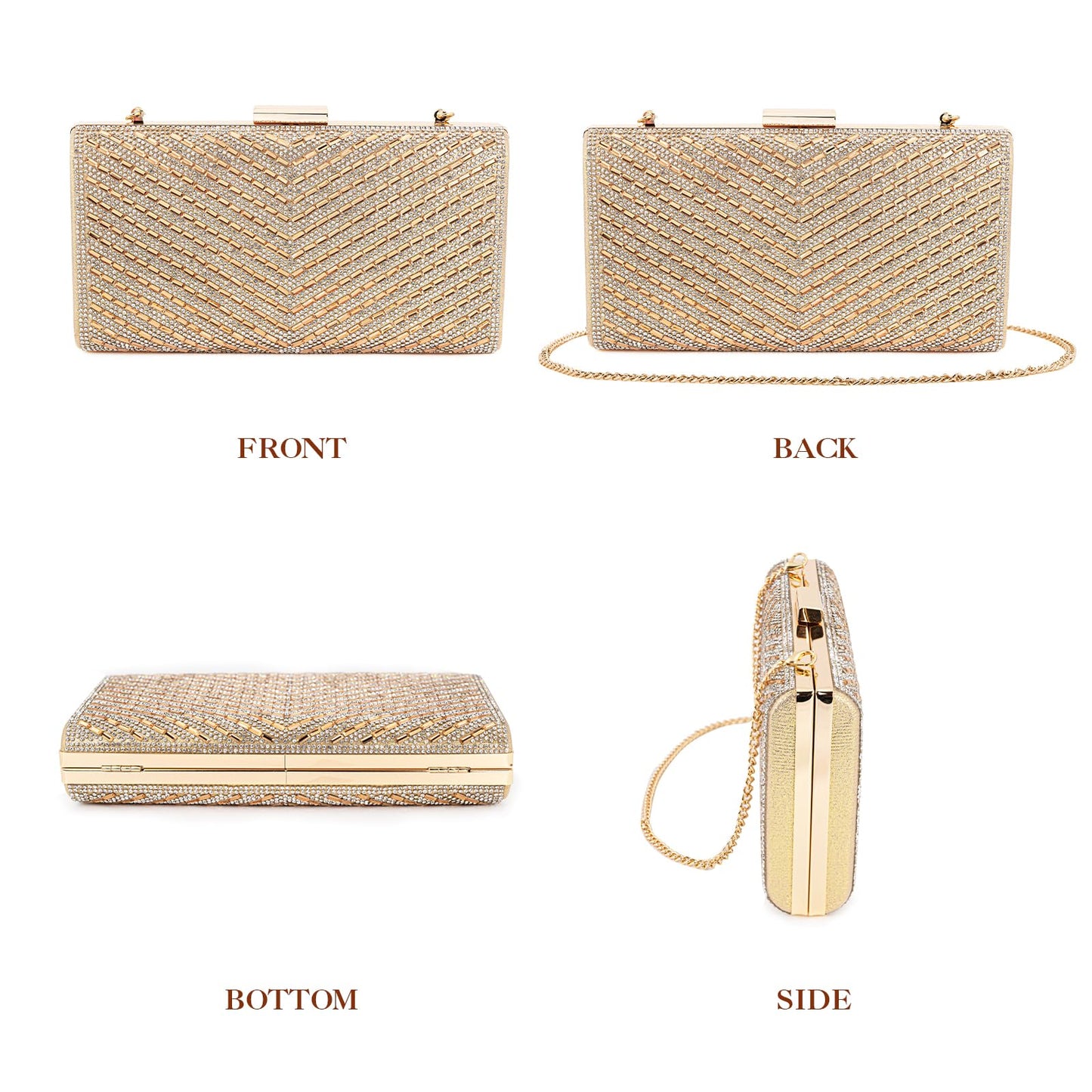 Docacan Sparkly Luxury Rhinestone Crystal Clutch for Bridal and Bridesmaid Glitter Metal Clasp Purse Prom Cocktail Formal Party and Wedding Sequin…