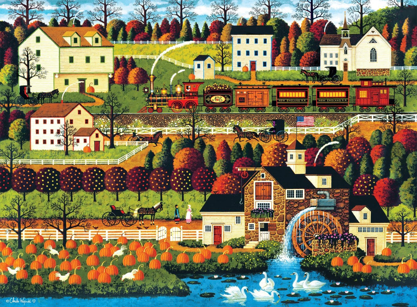 Buffalo Games Charles Wysocki Honey Pumpkin Valley – 1000 Piece Jigsaw Puzzle for Adults, Challenging Game Night Puzzle, 26.75" x 19.75"