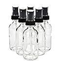 Vivaplex, 6, Clear, 2 oz Glass Bottles, with Black Fine Mist Sprayers