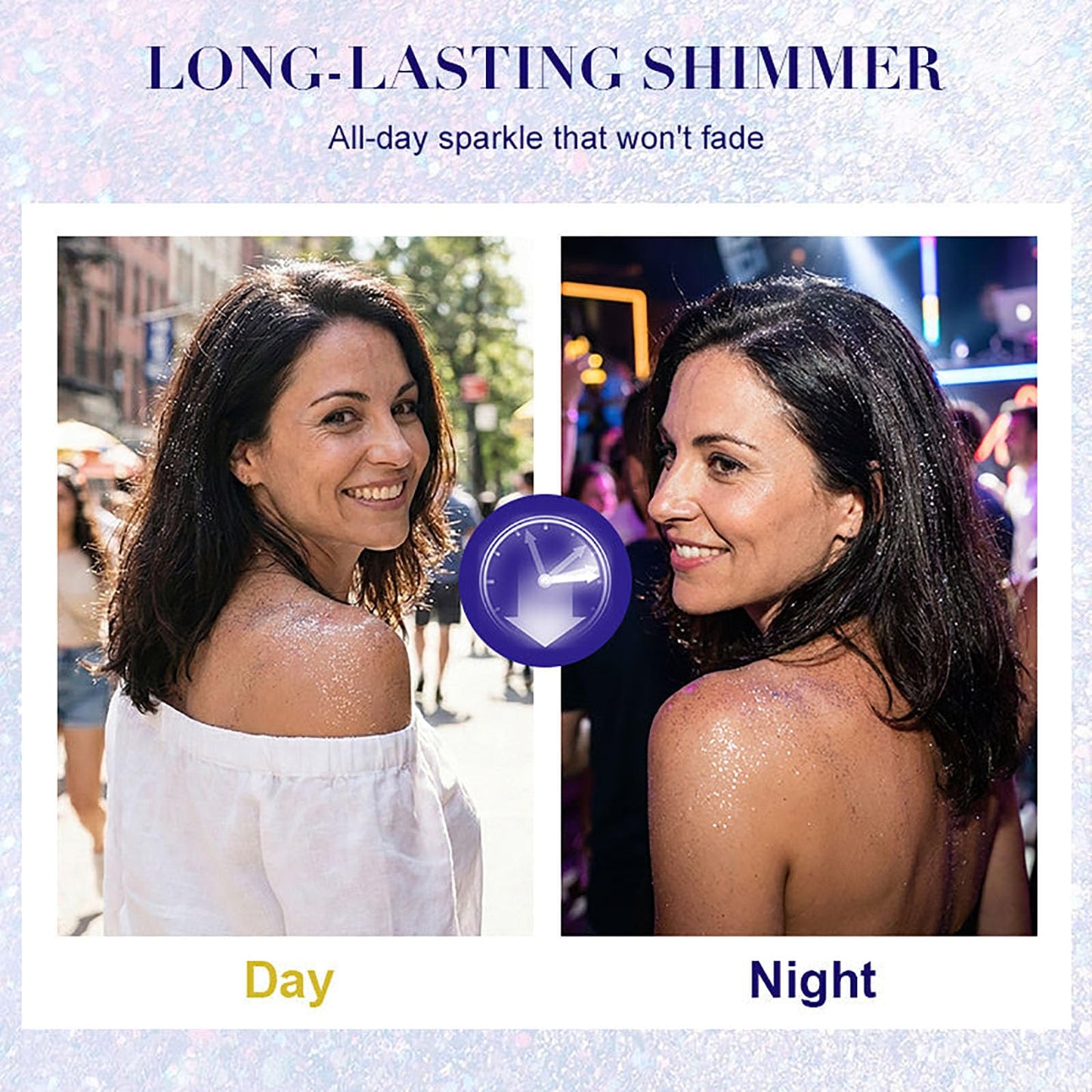 Long-Lasting Body Glitter Spray, Hair and Body Glitter for Women, Quick-Drying Shimmer Mist for Face Hair Clothes, Holographic Sparkle Spray