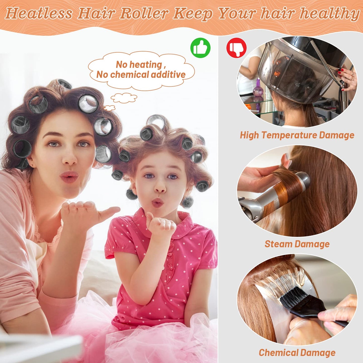 Hair Curler Rollers for Women 24PCS Heatless Hair Roller with 12PCS Clips, 4 Sizes(Jumbo Large Medium Small)Self Grip Holding Hair Rollers for Long Beauty and Personal Care Cludoo