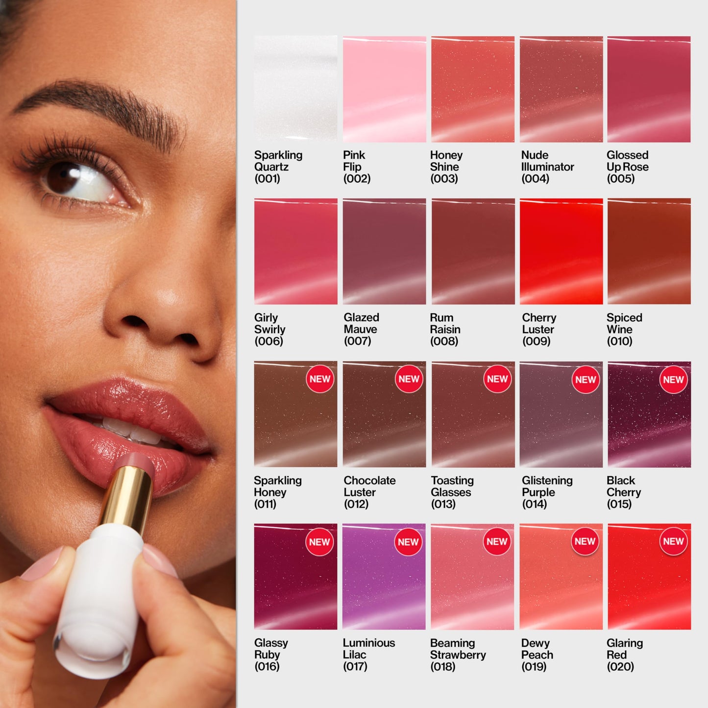 REVLON Super Lustrous Glass Shine Balm, Hydrating Tinted Lip Balm with Hyaluronic Acid, Aloe & Rose Quartz, 002 Pink Flip, 0.11 oz