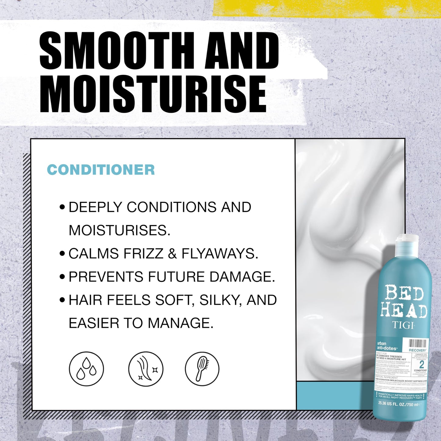TIGI Bed Head Urban Antidotes Recovery Shampoo and Conditioner Set for Dry, Damaged Hair, 25.36 fl oz, 2 Count
