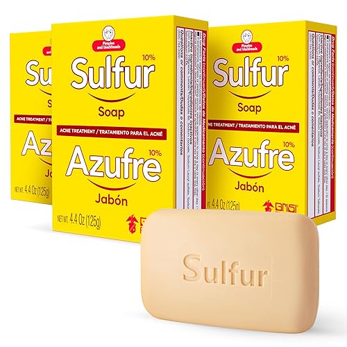 Biosulfur Grisi Acne Treatment Soap: Deep Cleansing, Acne-Fighting, Reduces Inflammation, Prevents Breakouts, Blackheads, Excess Oil, Sulfur Soap Bar