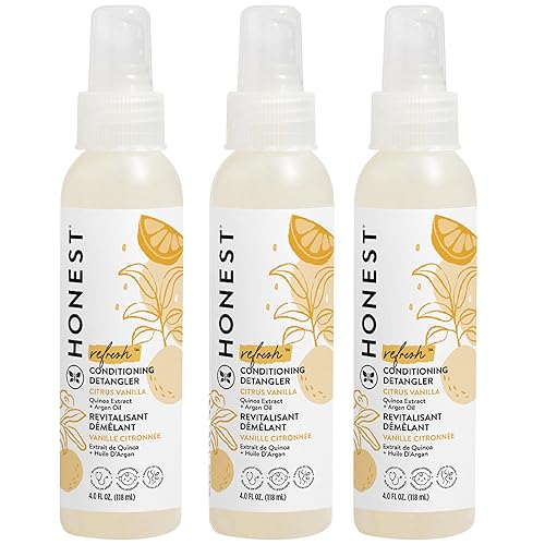 The Honest Company Conditioning Hair Detangler 3-Pack Leave-in Conditioner and Fortifying Spray, Tear Free Cruelty-Free, Hypoallergenic, Citrus