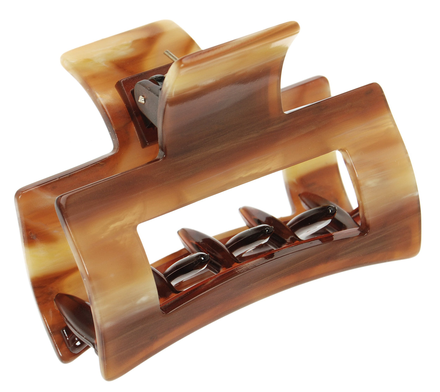 France Luxe Cutout Rectangle Claw Clip - Caramel Horn