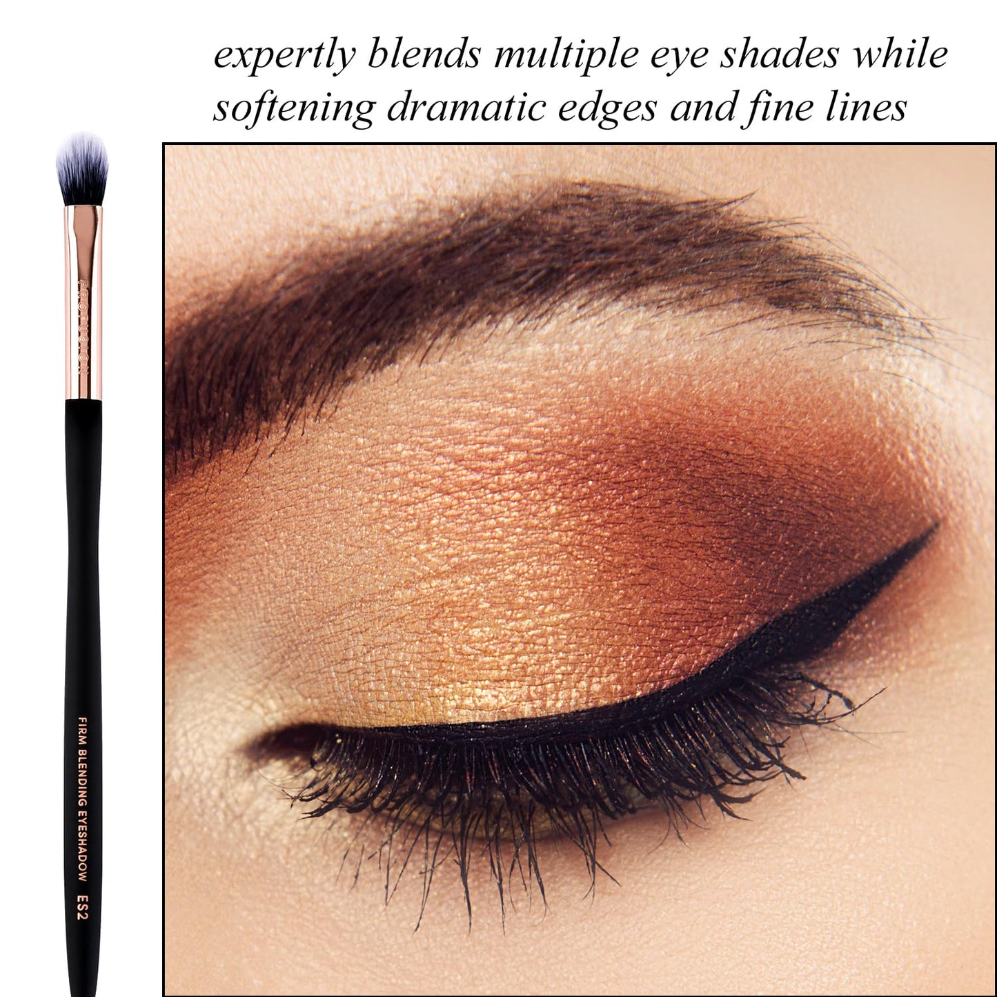 Profusion Cosmetics Firm Blending Eyeshadow Brush - Synthetic Fibers for Smooth Shading & Precision Blending, Waved handle Design, Vegan