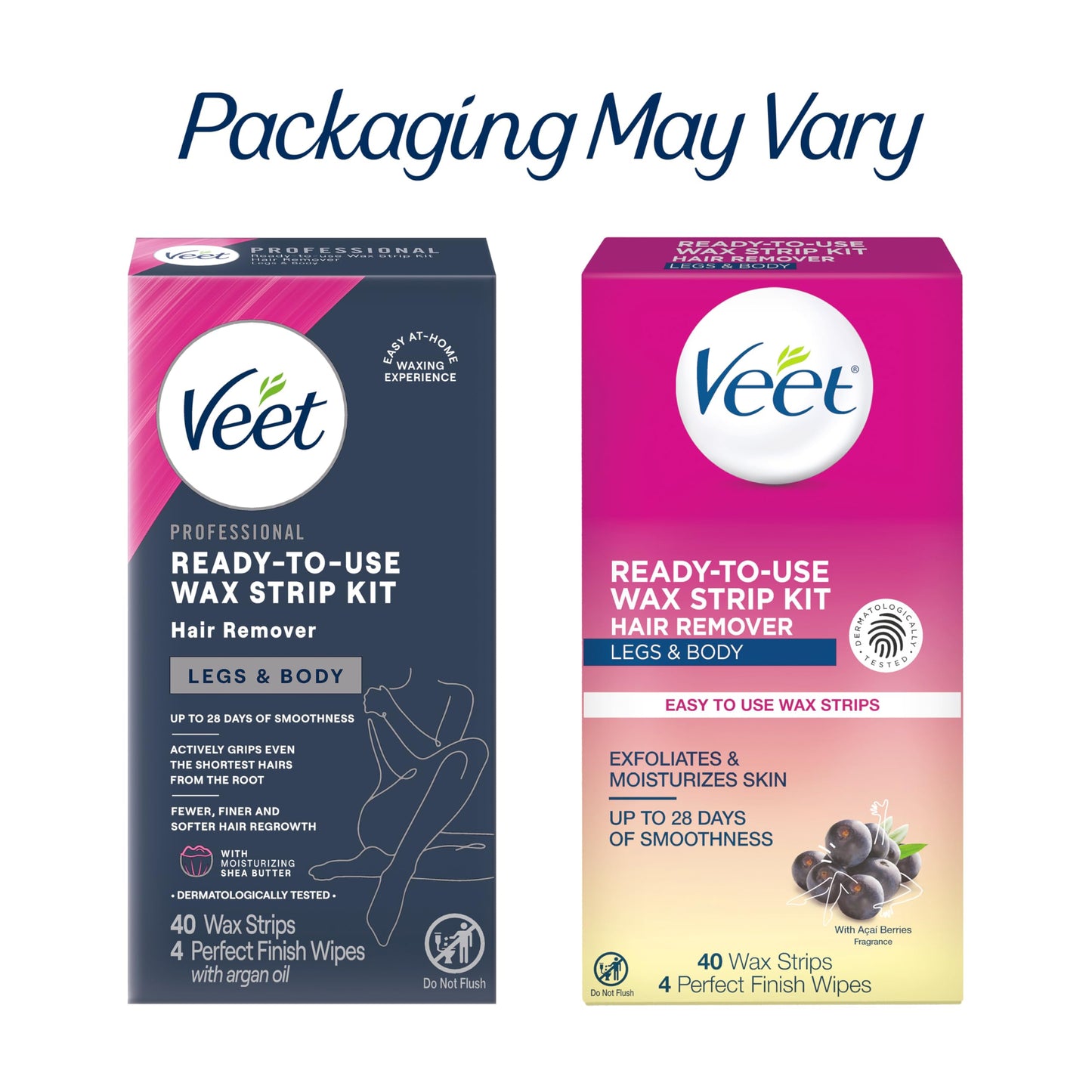 VEET Sugar Wax Strips For Women's Body Hair Removal, Bikini Hair Removal Kit, Pubic, Dermatologically Tested For Body & Intimate Areas, 40ct Wax