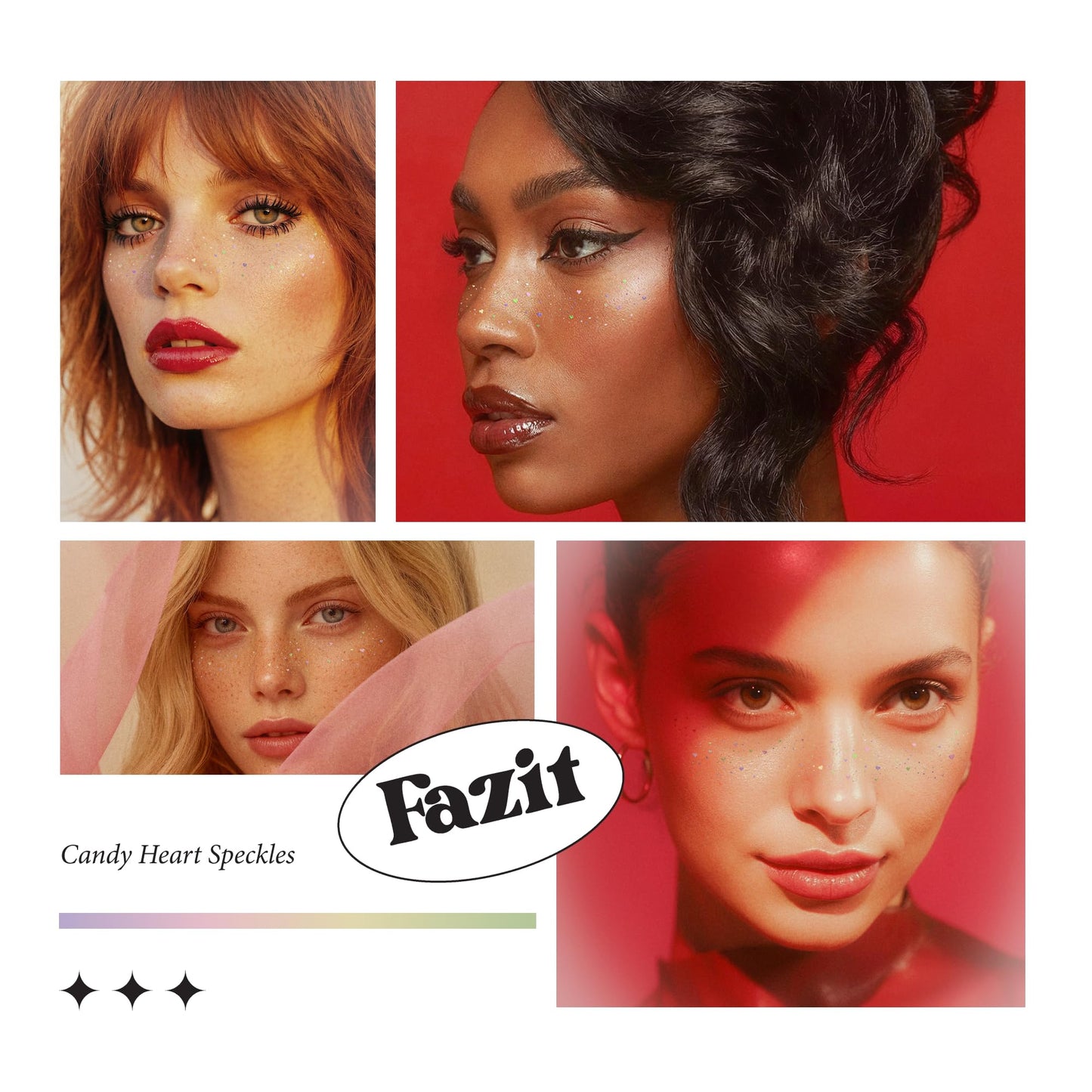 Fazit Makeup Patches - Candy Heart Speckles - Glow Up Make-Up Patches - Cute Glitter Makeup Accessories for Women - Cosmetic Glitter for Face