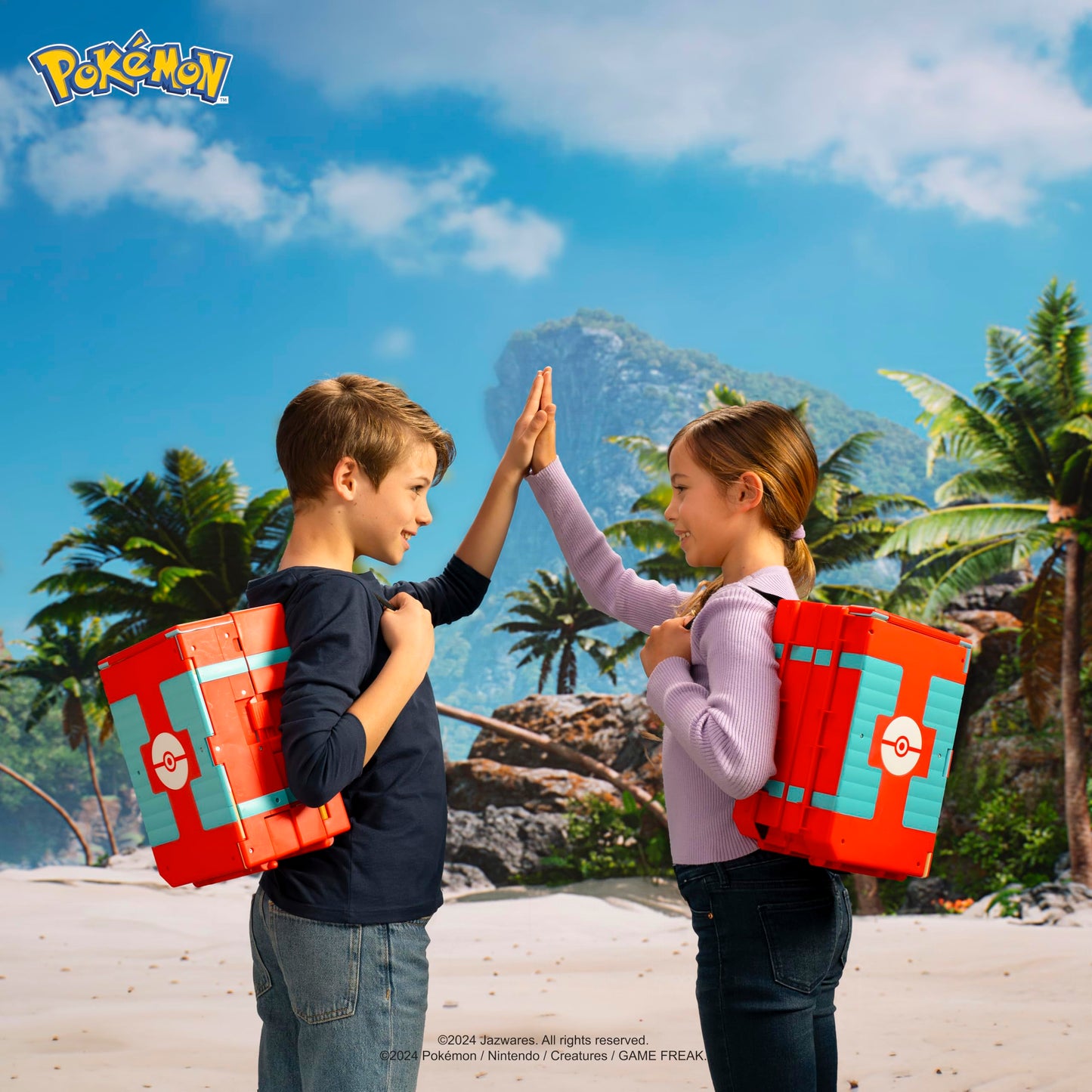 Jazwares Pokemon Carry Case Beach Battle Playset - Portable Transforming Backpack Playset with Action Features and 2-inch Pikachu Battle Figure