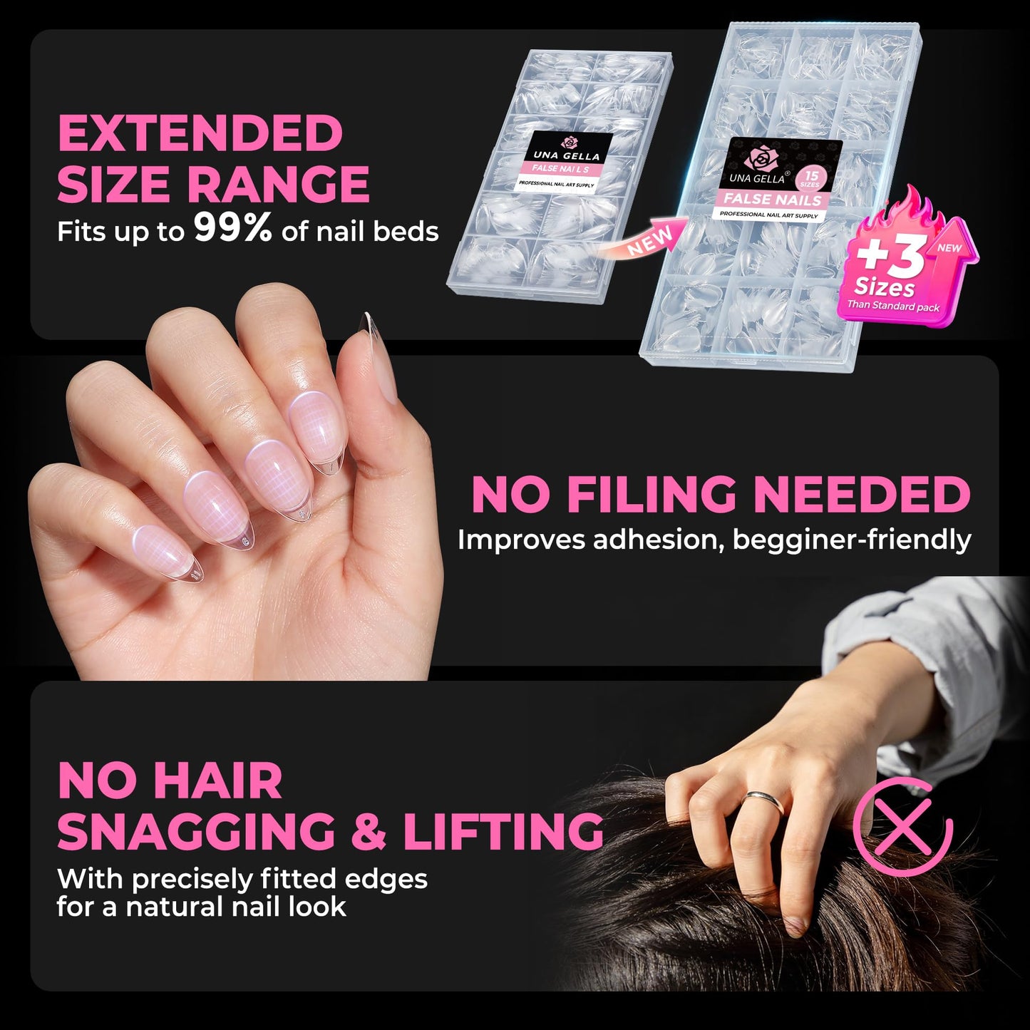 UNA GELLA Short Almond Nail Tips, 510Pcs 15 Sizes Pre-Etched Soft Gel Nail Tips Almond Shape, Half Matte Full Cover Clear Pre-shaped Fake Acrylic Beauty and Personal Care UNA GELLA