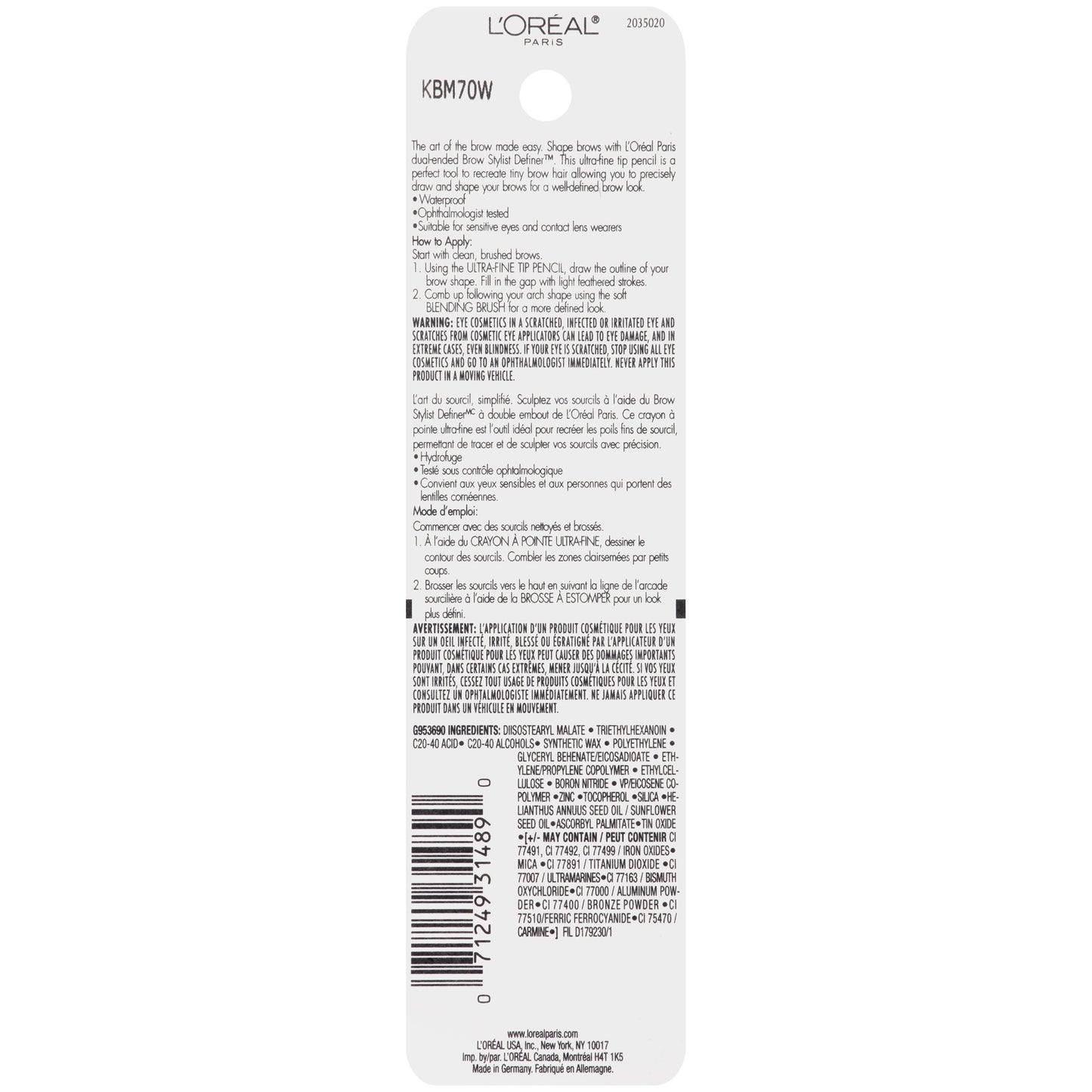 L'Oreal Paris Makeup Brow Stylist Definer Waterproof Eyebrow Pencil, Ultra-Fine Mechanical & Retractable Brow Pencil, Draws Tiny Brow Hairs & Fills
