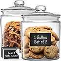 1 Gallon Glass Cookie Jars + Labels & Marker - Set of 2 Canister Sets for Kitchen Counter with Airtight Lids, Sugar Packet Holders Food Storage…