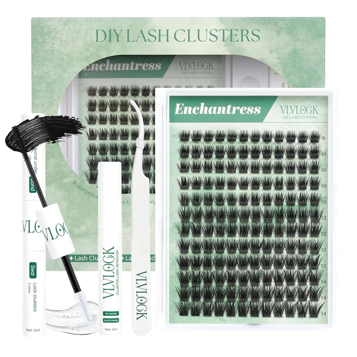 VLVLOCK Enchantress Lash Clusters Kit Short Lashes Clusters 8-14MM DIY Lash Extensions Kit Waterproof Long-Lasting with Ultra-Thin Band Glue Remover Beauty and Personal Care VLVLOCK Default Title