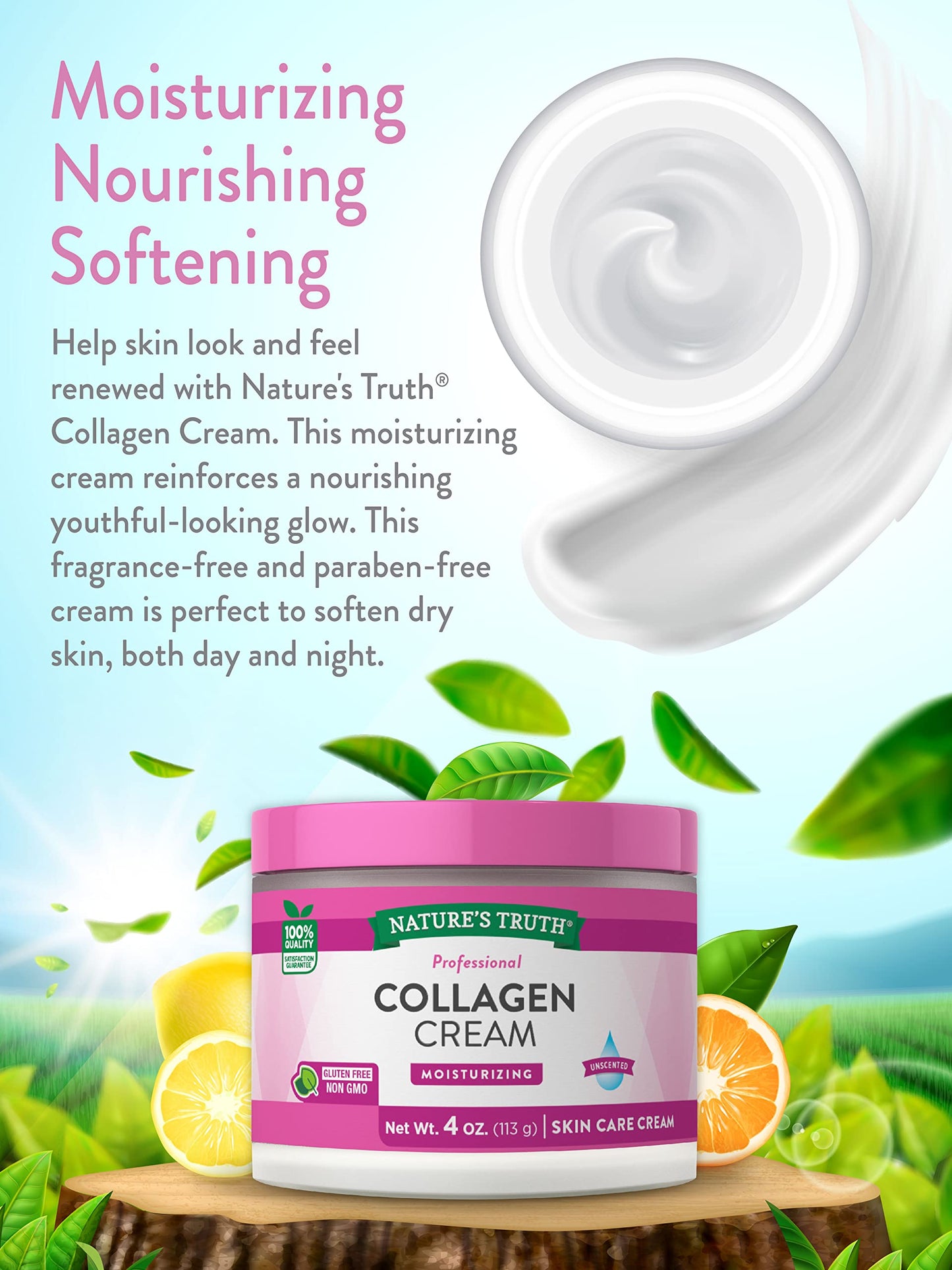 Natures Truth Professional Collagen Cream, Moisturizing, 4 Ounces Each (3)