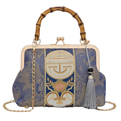 YeBon Retro Shoulder Chain Messenger Clutch Chinese Style Embroidered Jacquard Women's Evening Bags