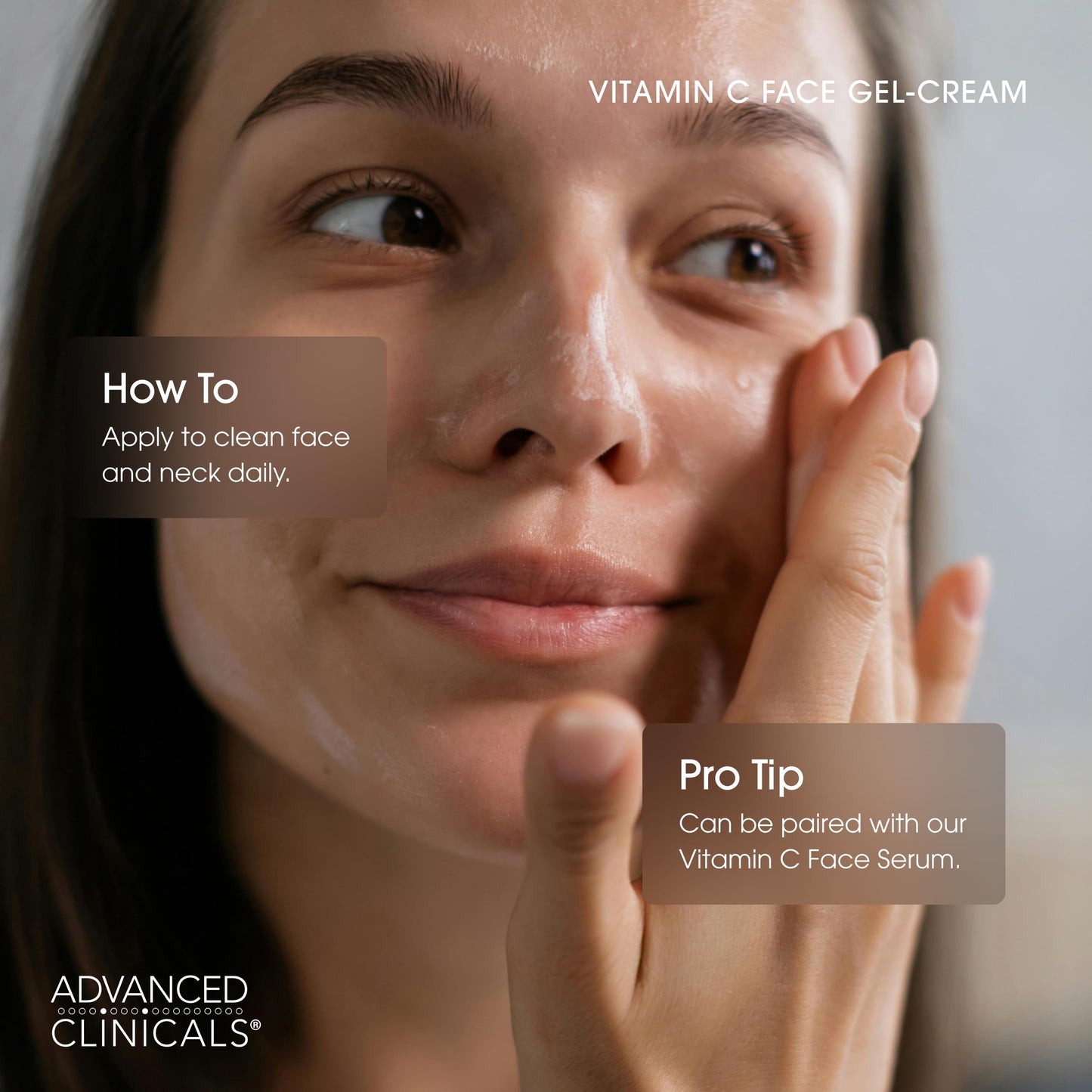 Advanced Clinicals Brightening Vitamin C Face Cream Gel With Niacinamide + Hyaluronic Acid | Vitamin C Moisturizer Lotion For Face Visibly Diminishes