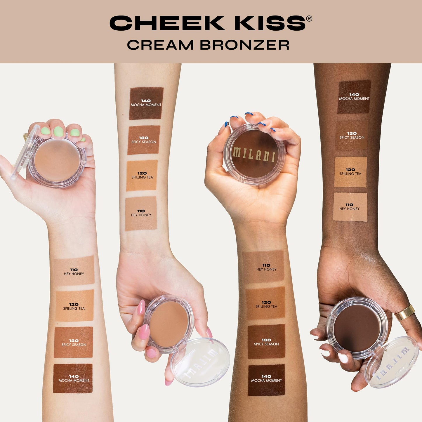 Milani Cheek Kiss Cream Bronzer, 130 - Spicy Season, Vegan & Cruelty-Free, Made in Korea, Lightweight Glow, Soft Matte Finish