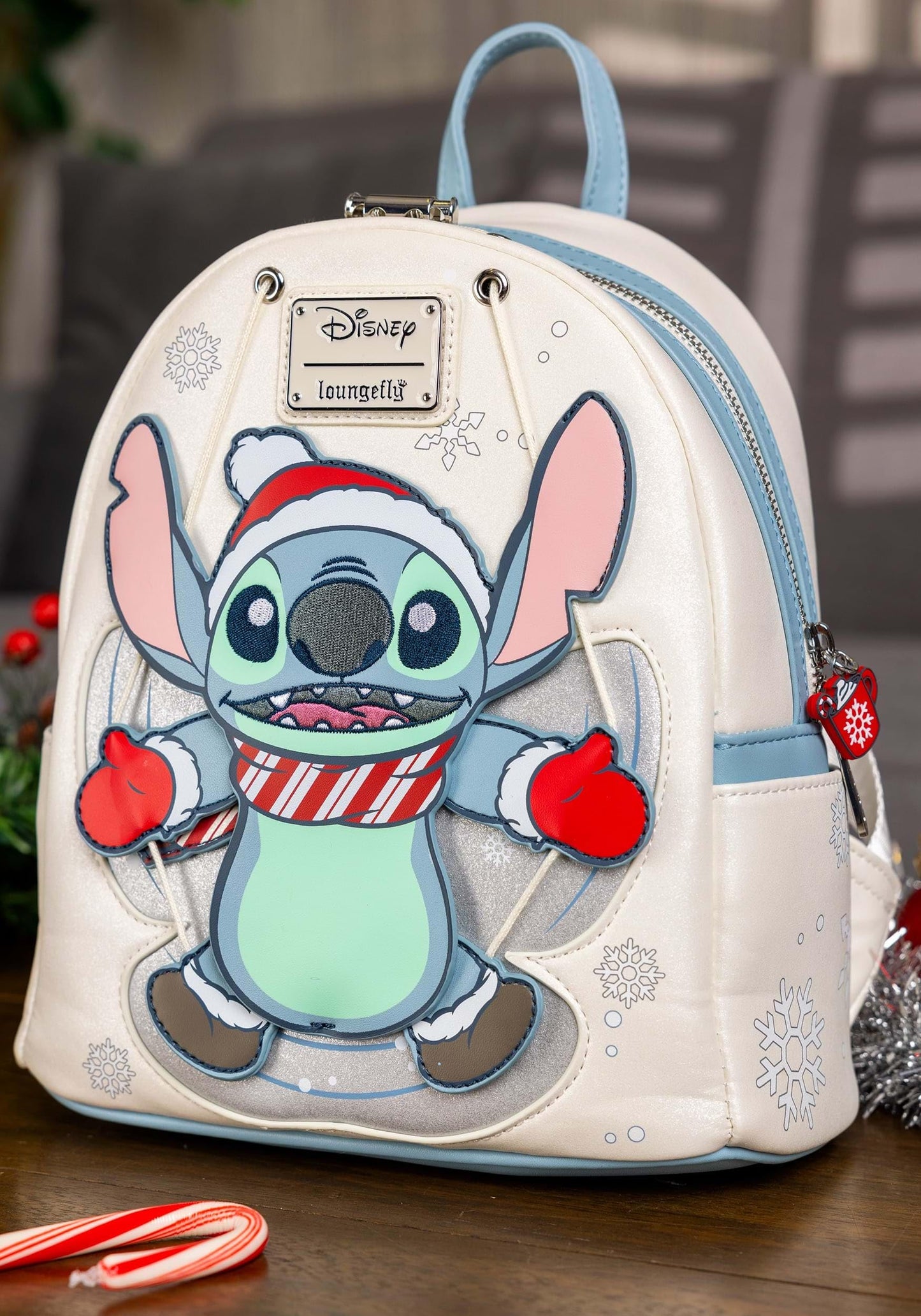Loungefly Disney Stitch Holiday Snow Angel Glitter Mini Backpack