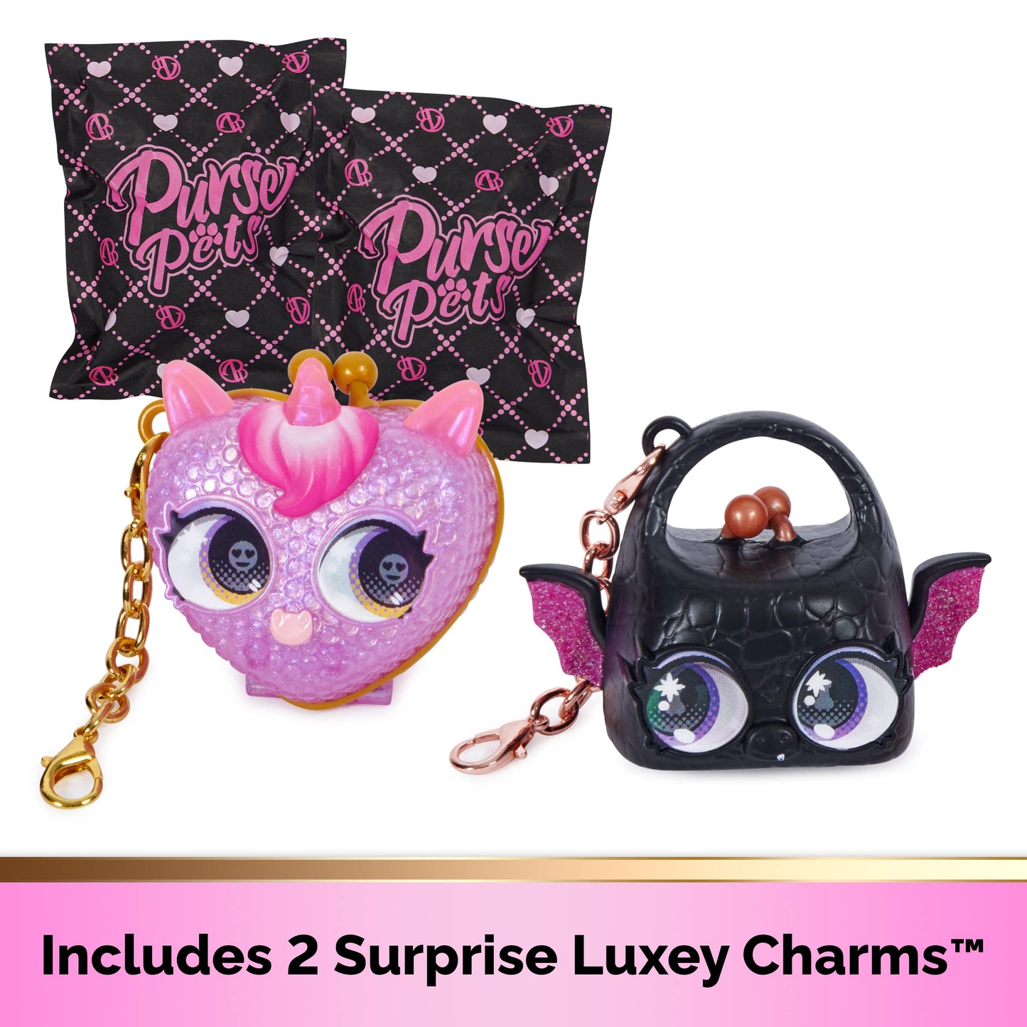 Purse Pets Luxey Charms, 2-Pack Collectible Kids Purse Accessories & Shoulder Bag Charms (Styles May Vary), Blind Box Coin Purse, Girls & Tween Gifts