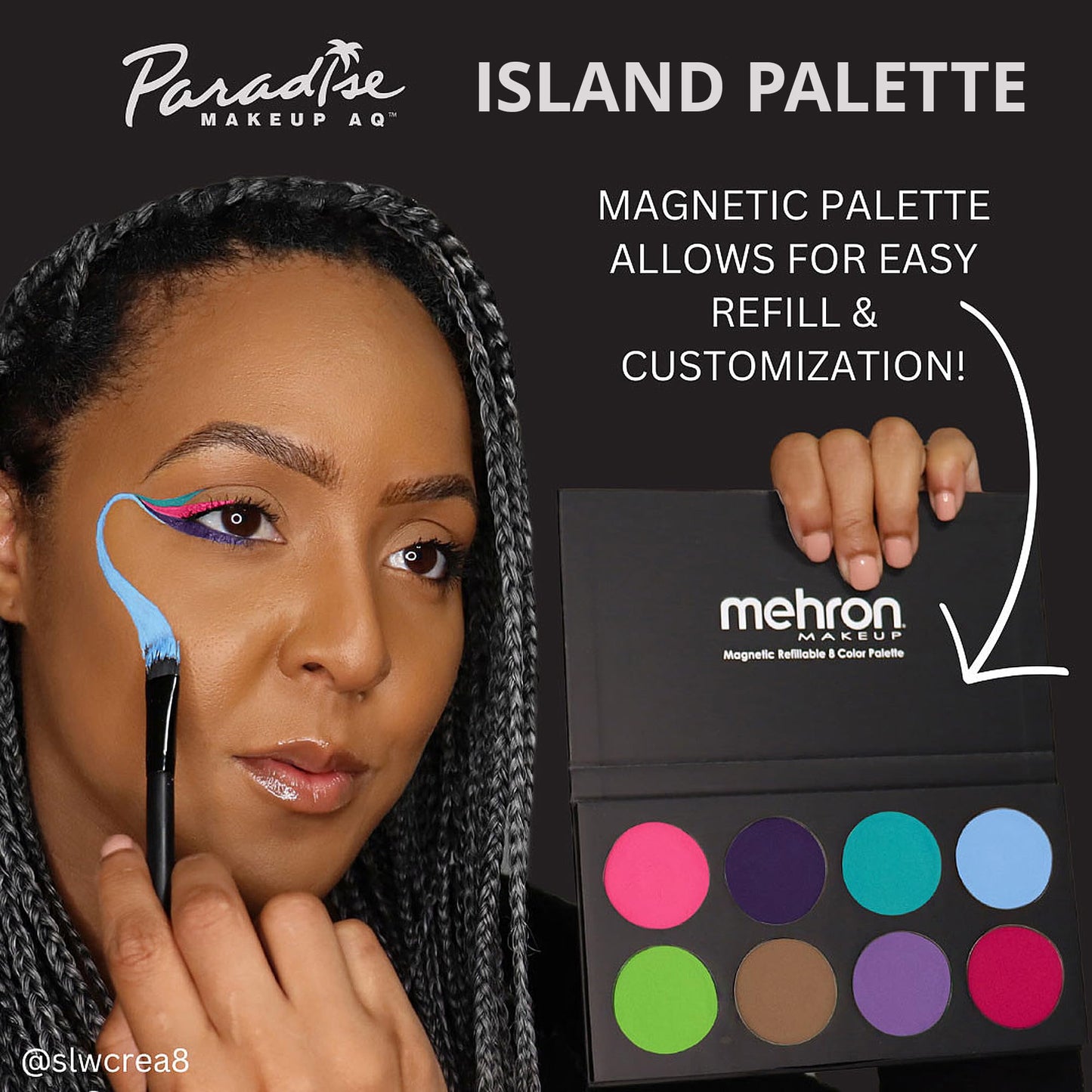Mehron Makeup Paradise Makeup FX 8 Color Island Palette (formerly Pastel Palette) | Body Paint & Face Paint Palette | Professional & Water Activated |