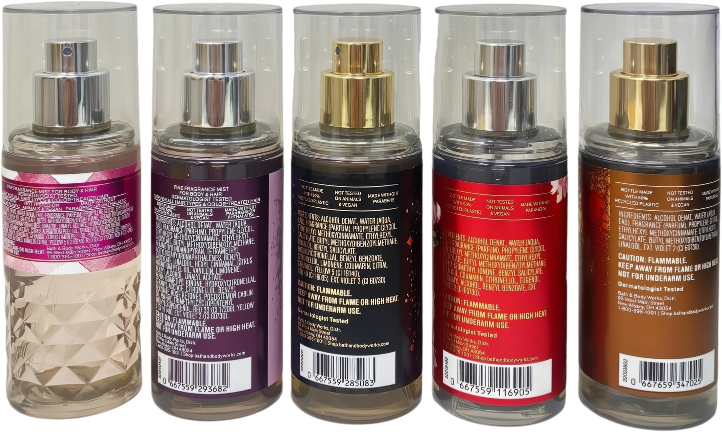 Best of Bath & Body Works 5-Piece Mini Fragrance Mist Gift - Japanese Cherry Blossom- A Thousand Wishes - Gingham Gorgeous - Warm Vanilla Sugar - Into