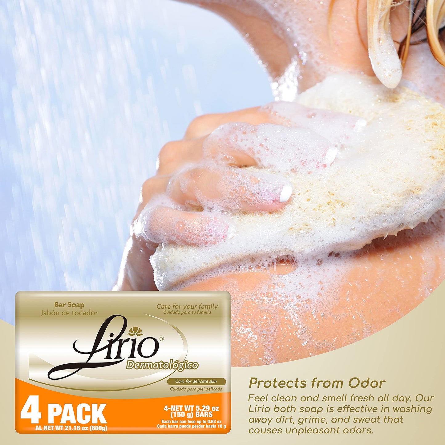 Lirio Derma Bar Soap, Dermatologico Body Soap, 5.3 Ounce, Pack of 4