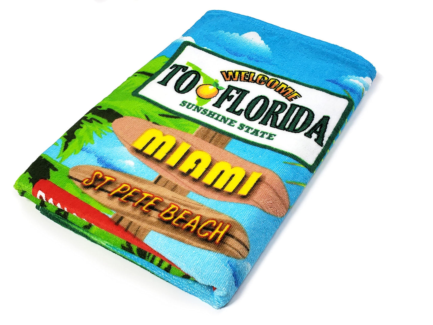 Florida Beach Towel 30 x 60 inch 100% Cotton (1 Towel 30" x 60", Florida Signs)