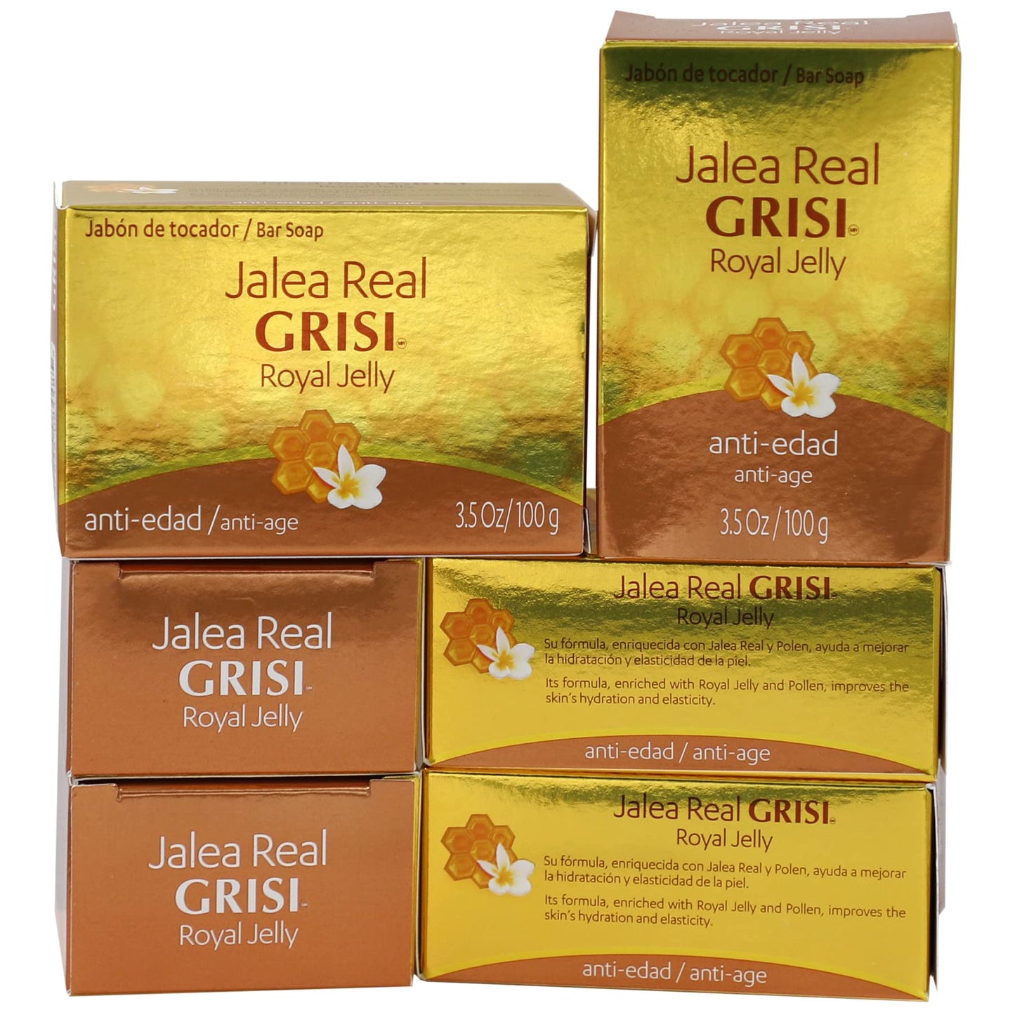 Grisi Royal Jelly Soap, Cleansing, and Smoothing Soap Nourish your skin, Improves your skin Elasticity, Extra Hydration, 6-Pack of 3.5 Oz each, 6 Bar