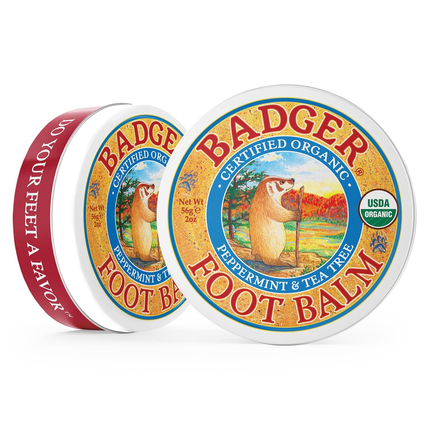 Badger Foot Balm, 100% Organic Foot Cream for Dry Cracked Heels and Feet, Fast Acting Foot Care for Women & Men, All-Natural Cracked Heel Treatment, 2