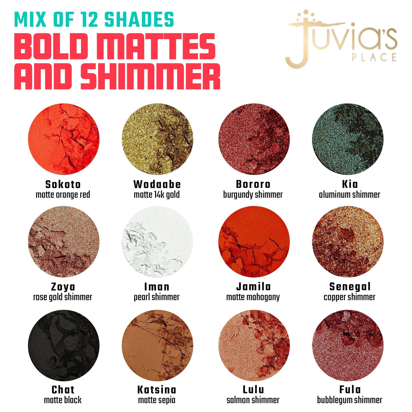 Juvia's Place Palette The Saharan - Reds, Black, White, Golds, Peach, Shades of 12, Bold Mattes and Flattering Shimmer, Professional Eye Makeup…