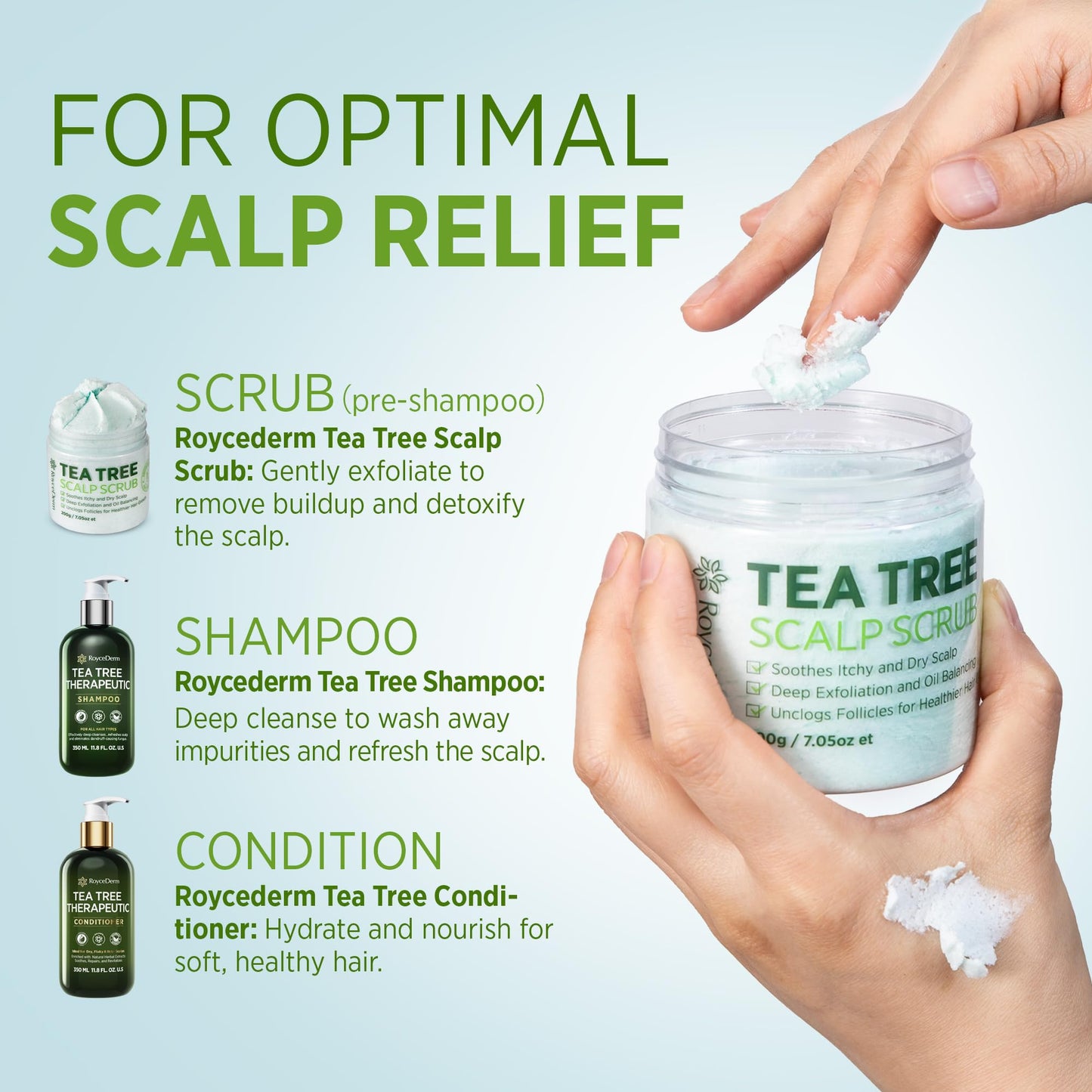 Roycederm Tea Tree Antifungal Shampoo: Folliculitis Shampoo for Dry Scalp, Dandruff, and Itchy Scalp - Medicated Clarifying shampoo with Tea Tree Oil