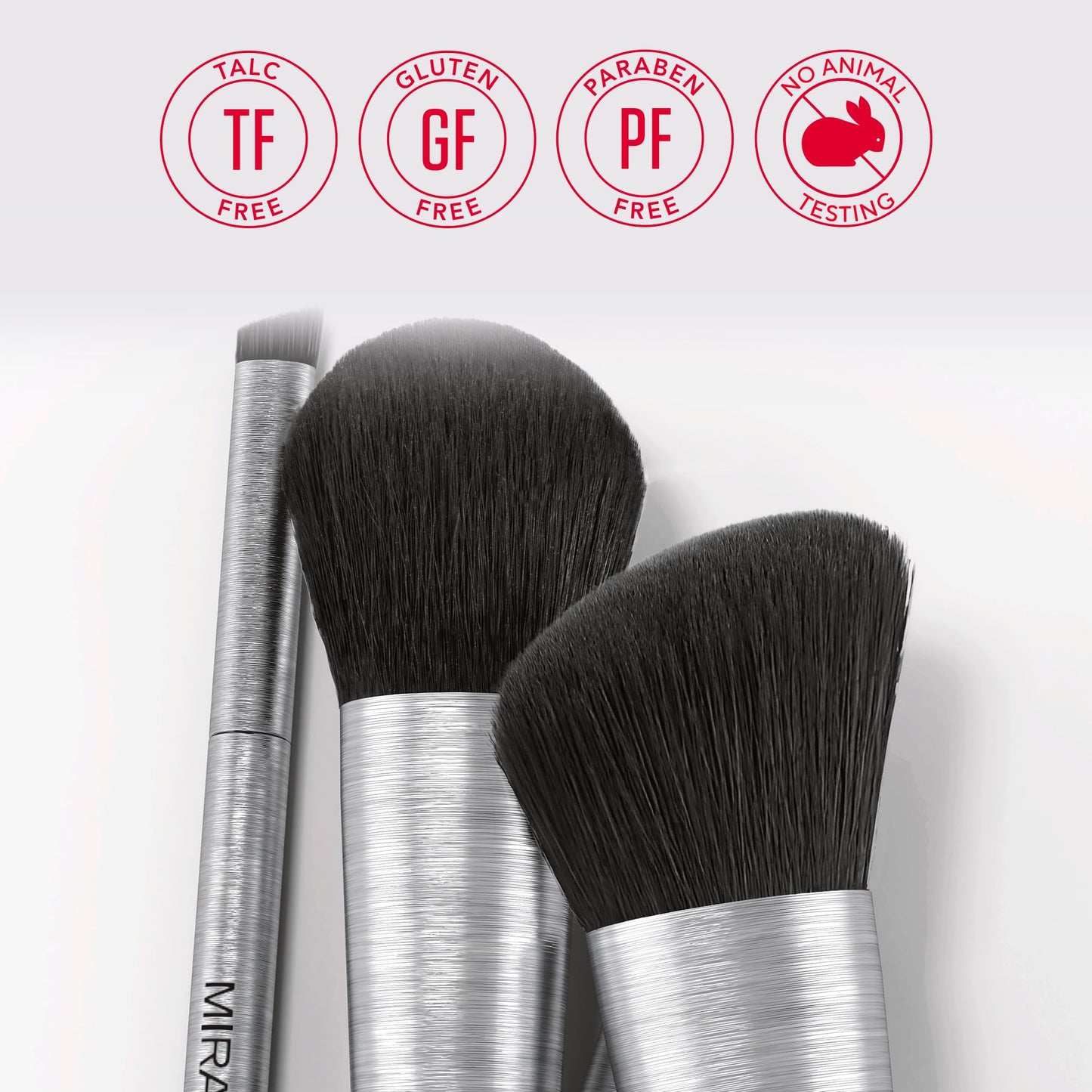 Mirabella Liner & Brow Duo Brush, Premium Professional Makeup Brush Collection, Cruelty-Free Synthetic Bristle Brush, Hand-Sculpted Brushed Aluminum