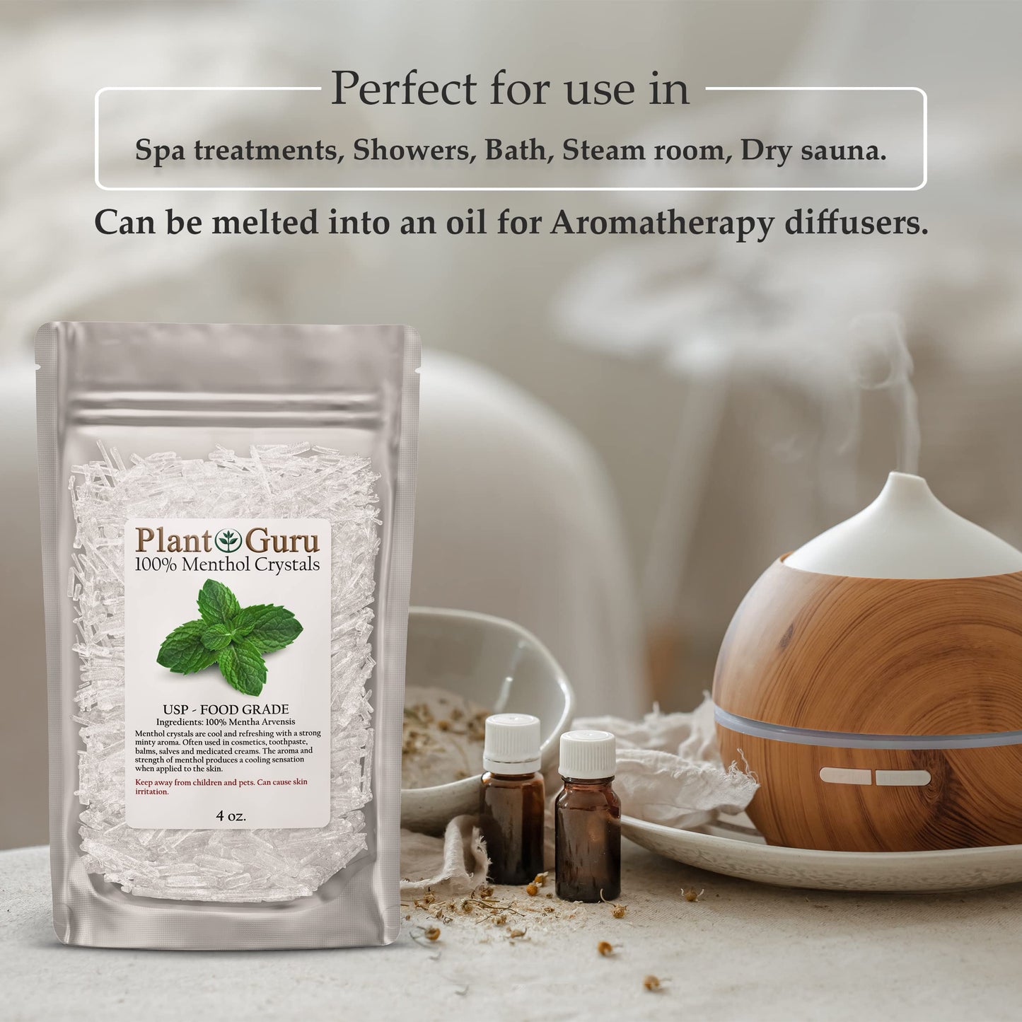 Menthol Crystals 2 lbs. Bulk Mentha Arvensis 100% Pure Natural USP Food Grade - Great For Cosmetics, Salves, Balms, Creams and Soap Making. Beauty and Personal Care Plant Guru