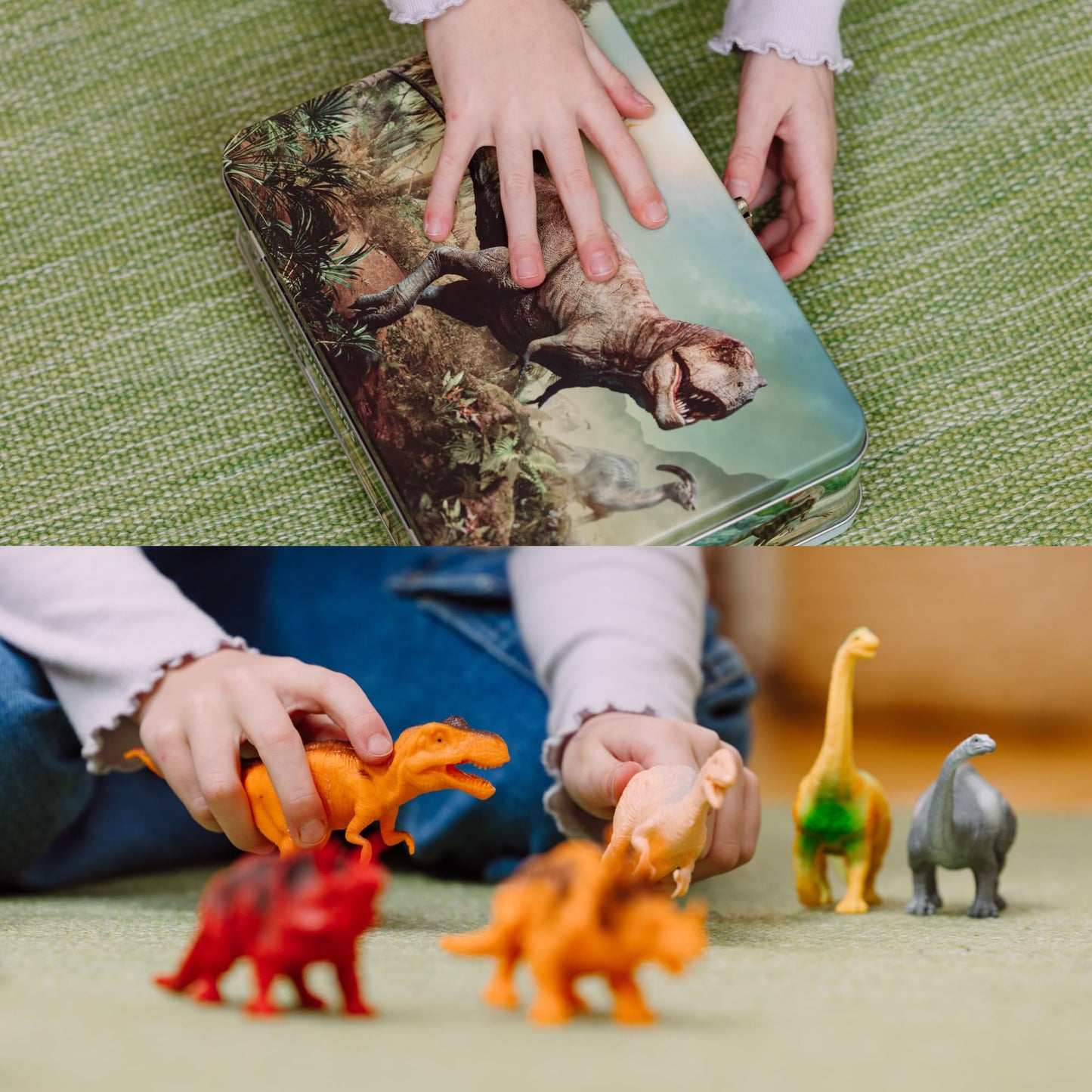 PLAYVIBE Dinosaur Toys for Kids – 12 Realistic Dino Figures with Metal Storage Box & Soft Spinosaurus, Toddler Toys for Boys & Girls Ages 3-7