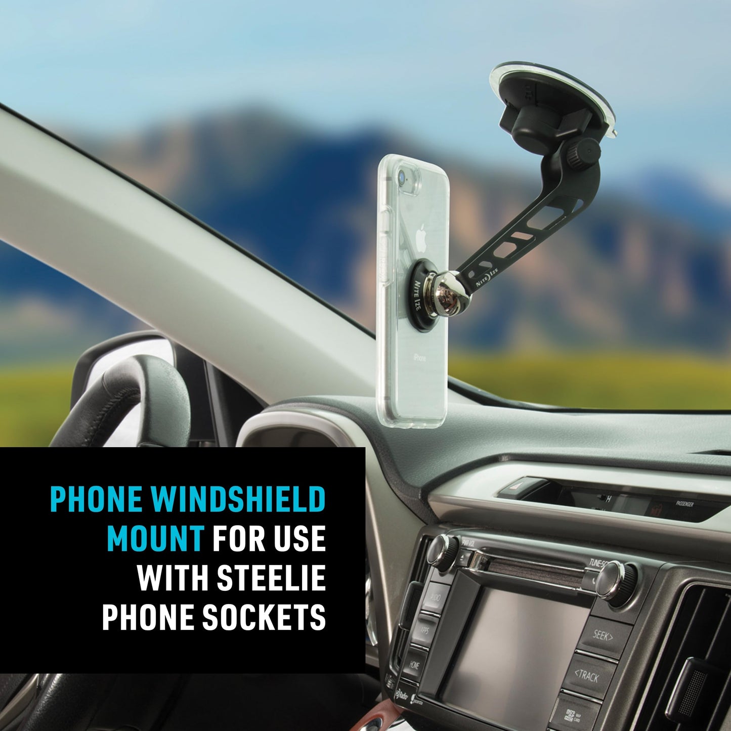 Nite Ize Steelie Windshield Mount - Phone Holder for Car Windshield - Alternative to Car Dashboard & Vent Phone Mounts - Compatible with Steelie…