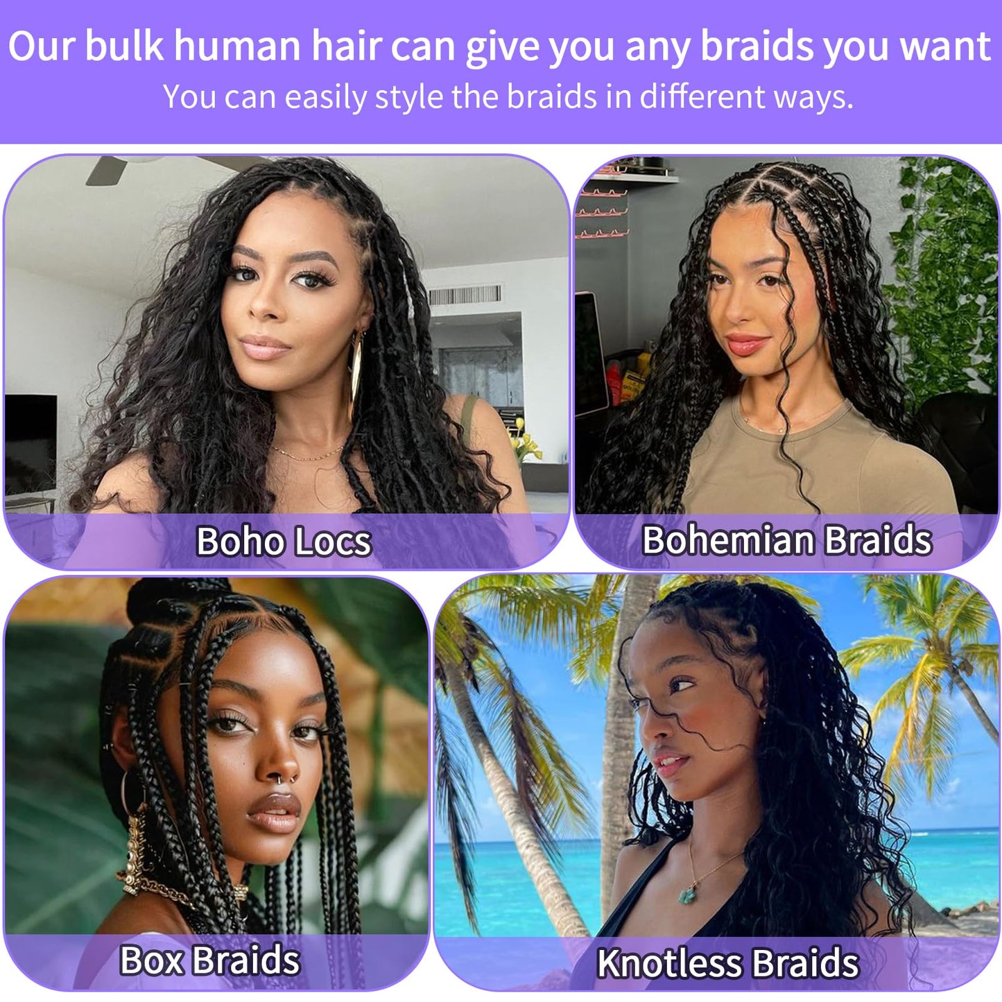 Human Braiding Hair for Boho Braids Human Hair 3 Bundles/Pack 110g 22 Inch Deep Wave Bulk Human Hair for Braiding Curly Knotless 12A Brazilian Virgin Beauty and Personal Care MOTFIN