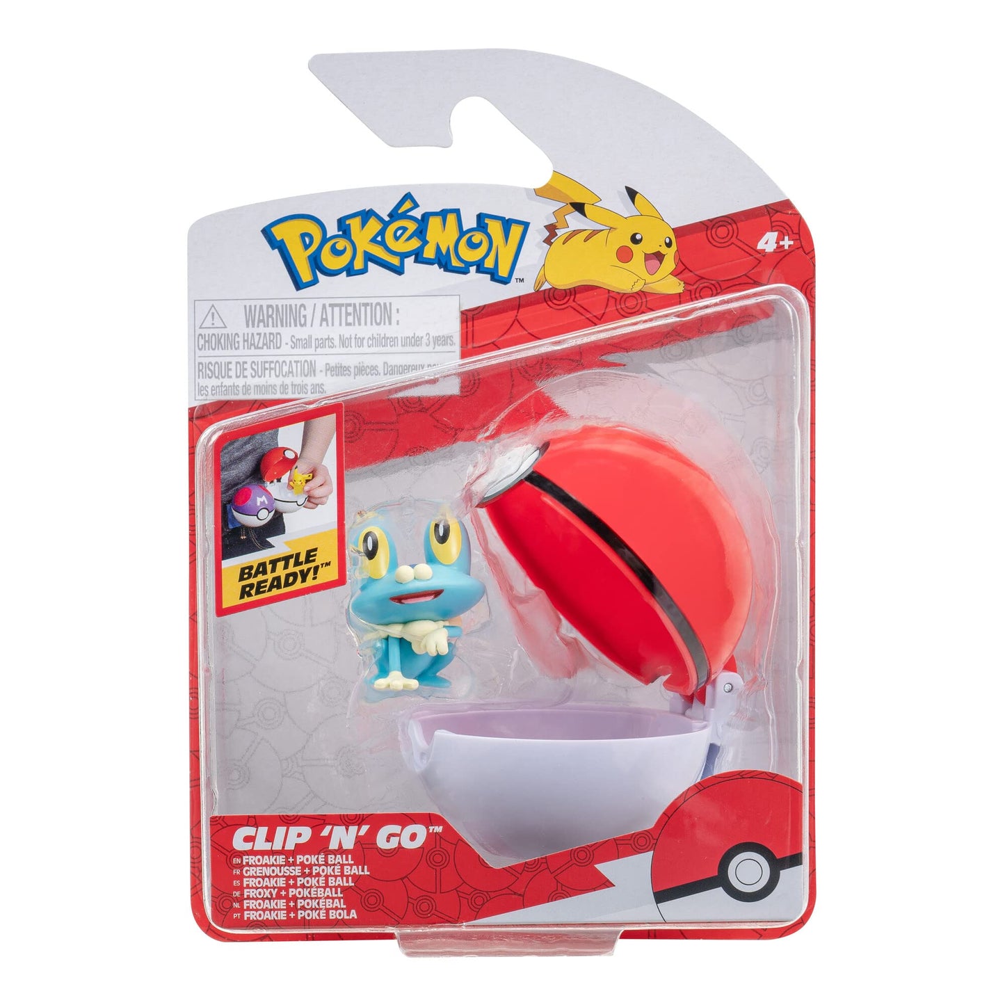 Pokémon PKW3133 - Clip'n'Go Poké Balls - Froxy & Pokéball, Official Pokéball with 5 cm Figure Red Ball