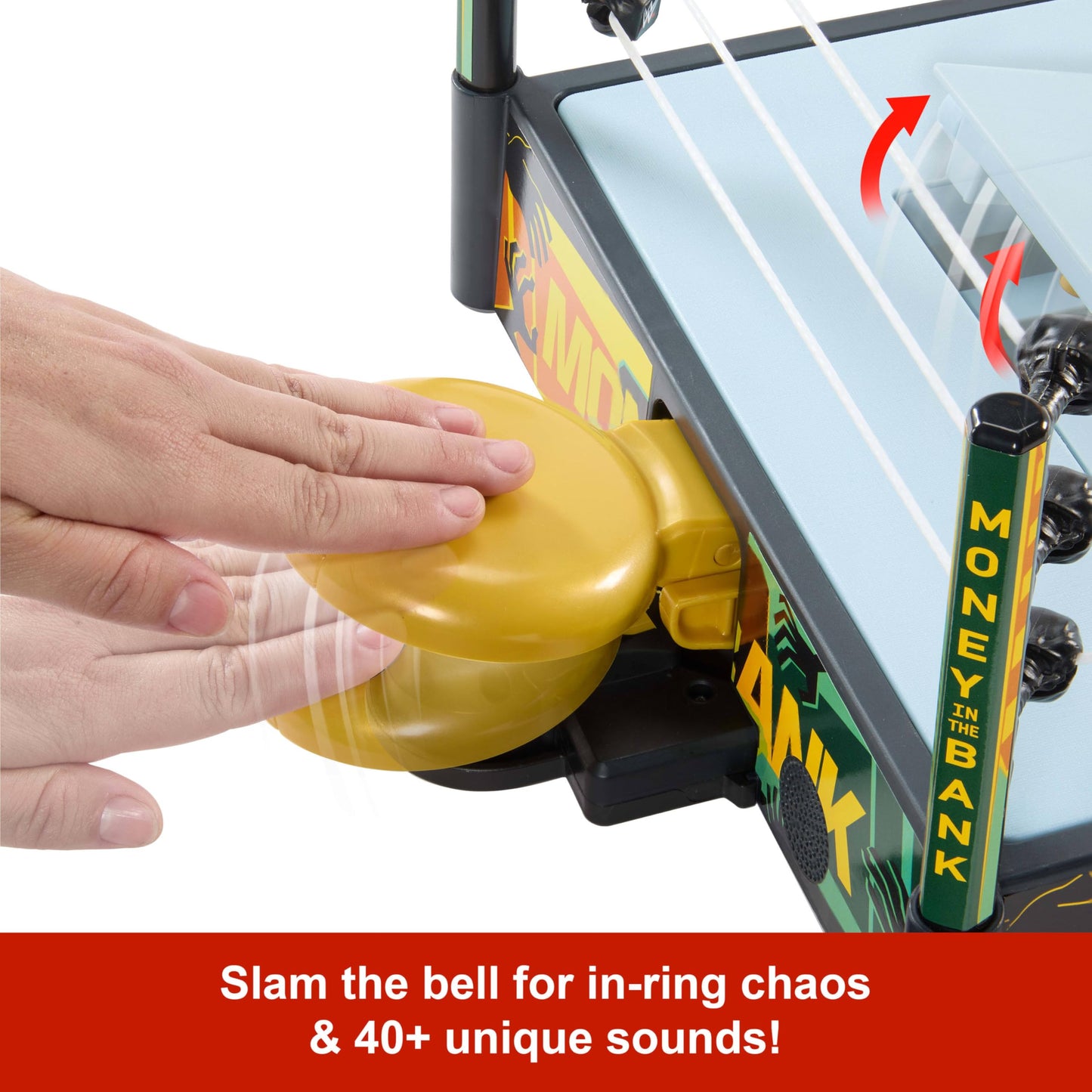 Mattel WWE Money in The Bank Cash-in Ring Playset – 2 Play Modes, 40+ Sounds & Phrases, Launcher, Crane, Ladders & Briefcase