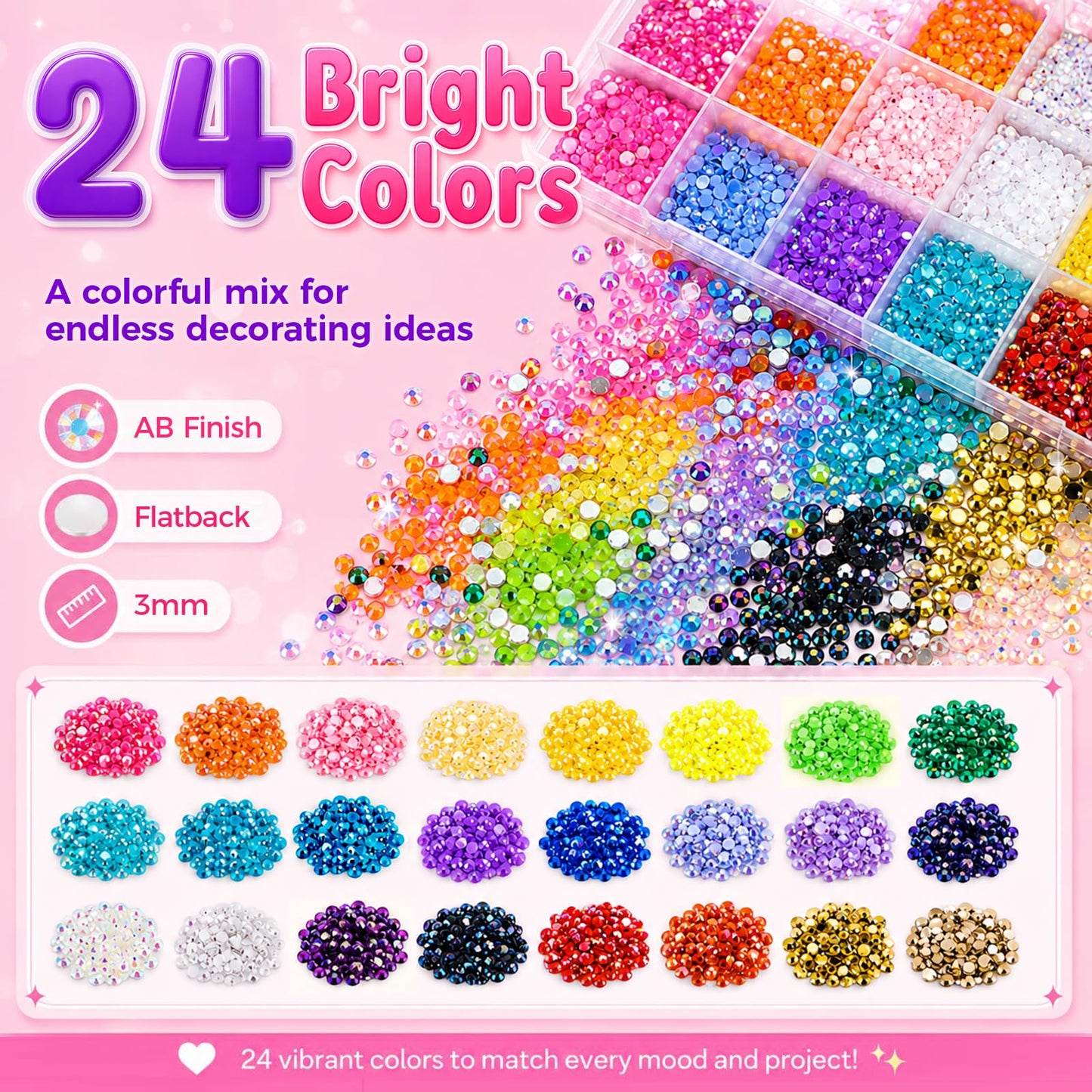 Redtwo 40000Pcs Resin Jelly Rhinestones for Bedazzling, 3mm Multicolor Flatback Rhinestones, Bedazzling Kit with 4Pcs Jewelry Glue and Tools Beauty and Personal Care Redtwo
