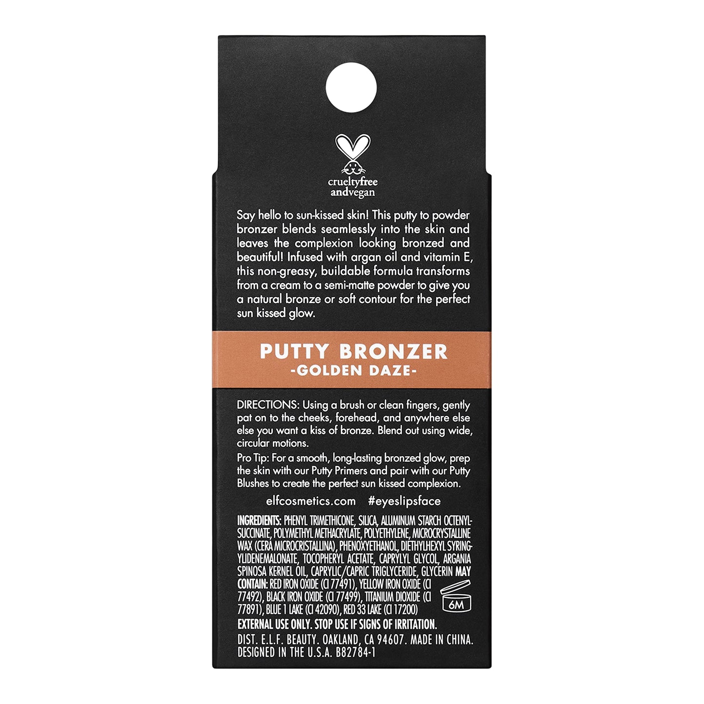 e.l.f. Putty Bronzer, Creamy & Highly Pigmented Formula, Creates a Long-Lasting Bronzed Glow, Infused with Argan Oil & Vitamin E, Golden Daze, 0.35 Oz