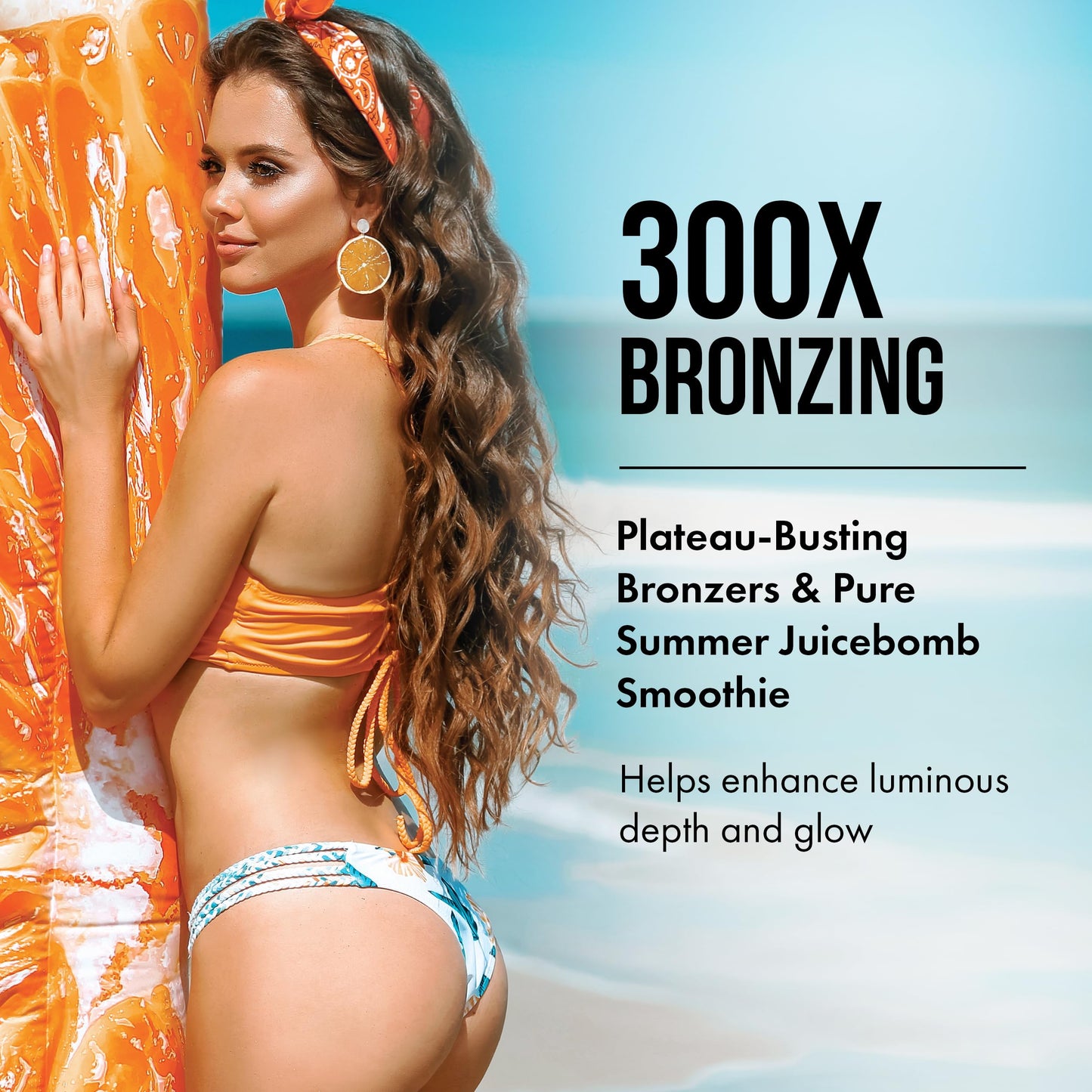 Tan Asz U Summer Girl Tanning Lotion, Plateau-Busting 300X Bronzer, Pure Summer Juicebomb Smoothie Tanning Lotion with Carrot Oil, Hyaluronic Acid