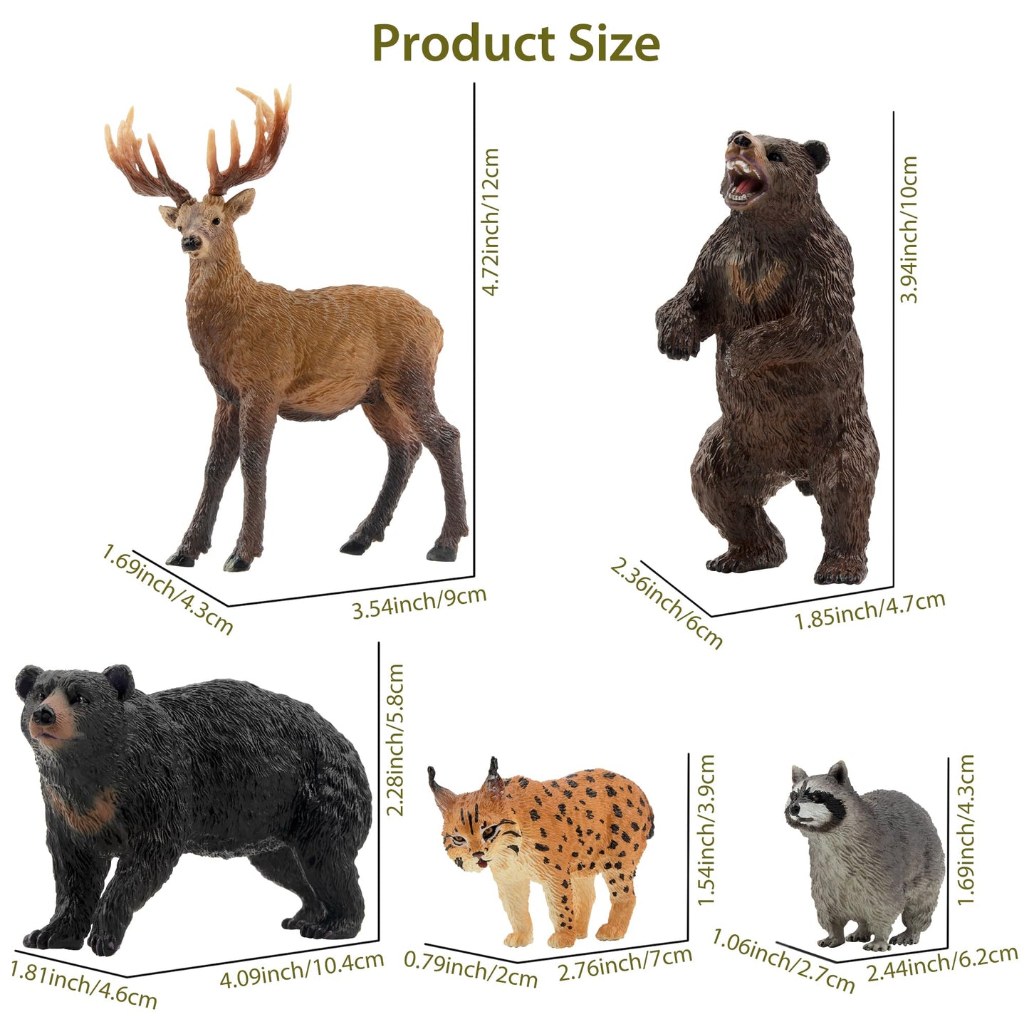 Toymany 12PCS North American Forest Animal Figurines – Realistic Jungle Wildlife Set with Bear, Wolf, Eagle & More, Educational Toys for Kids