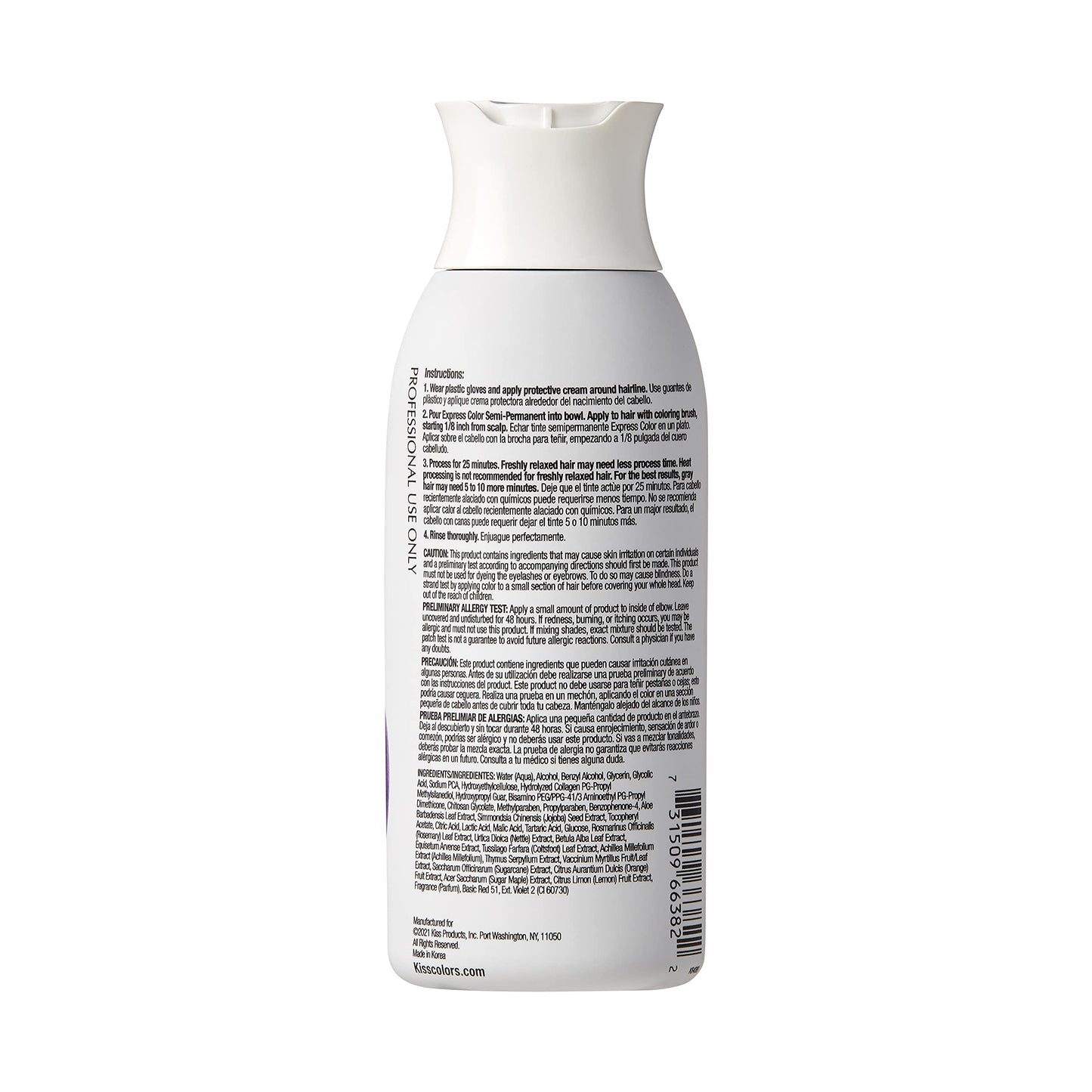 Kiss Express Semi-Permanent Hair Color - Vivid, Highly Pigmented Dye for Vibrant Hair, Gentle Formula, Gray Coverage, pH Balanced, 23 Intermixable