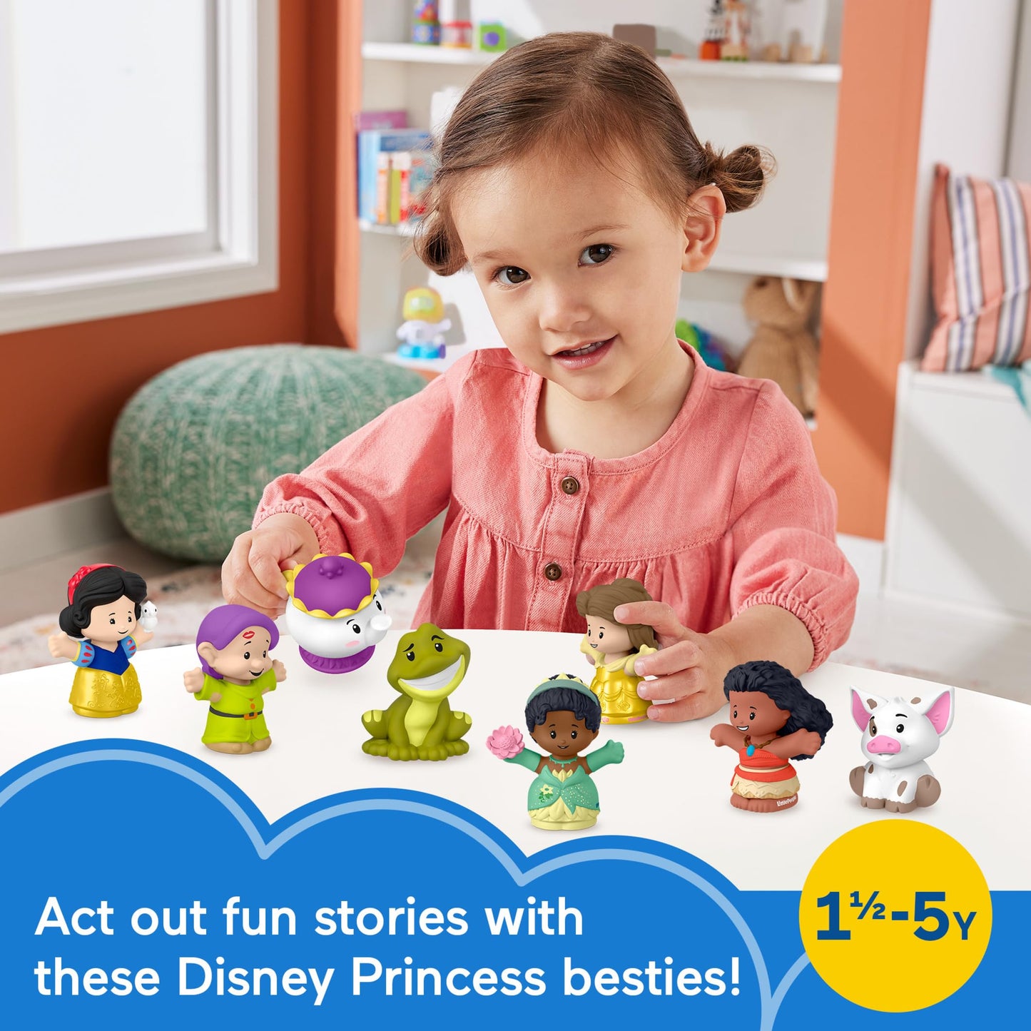 Fisher-Price Little People Disney Princess Story Duos – 8-Piece Toddler Figure Set for Pretend Play, Kids Ages 18M+