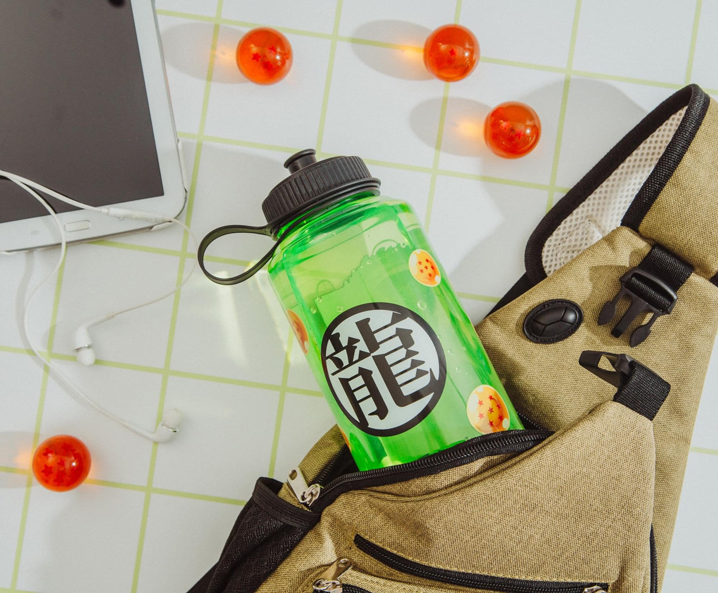 Dragon Ball Z Shenron Plastic Water Bottle With Spill-Resistant Sports Cap Lid | Holds 32 Ounces