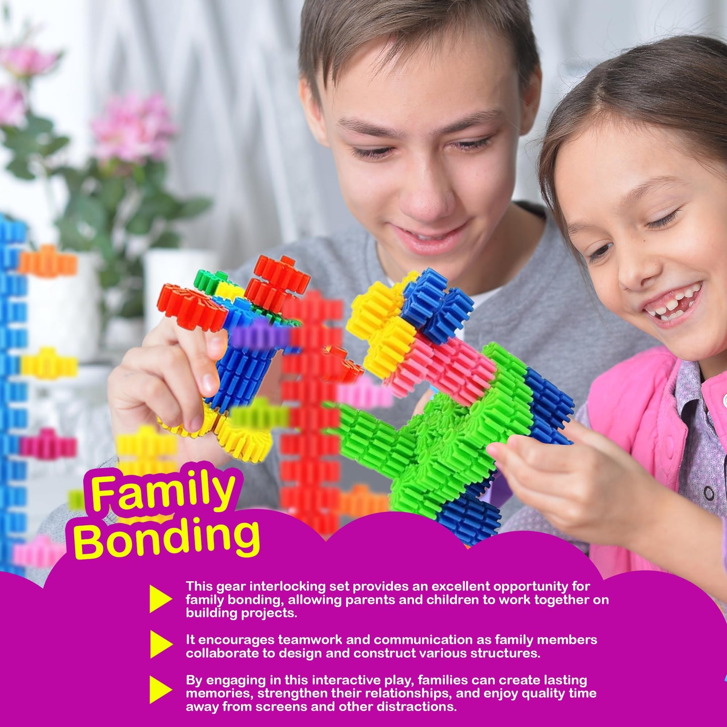 KAKATIMES STEM Gear Building Blocks – Educational Interlocking Construction Playset for Kids to Boost Creativity & Problem-Solving